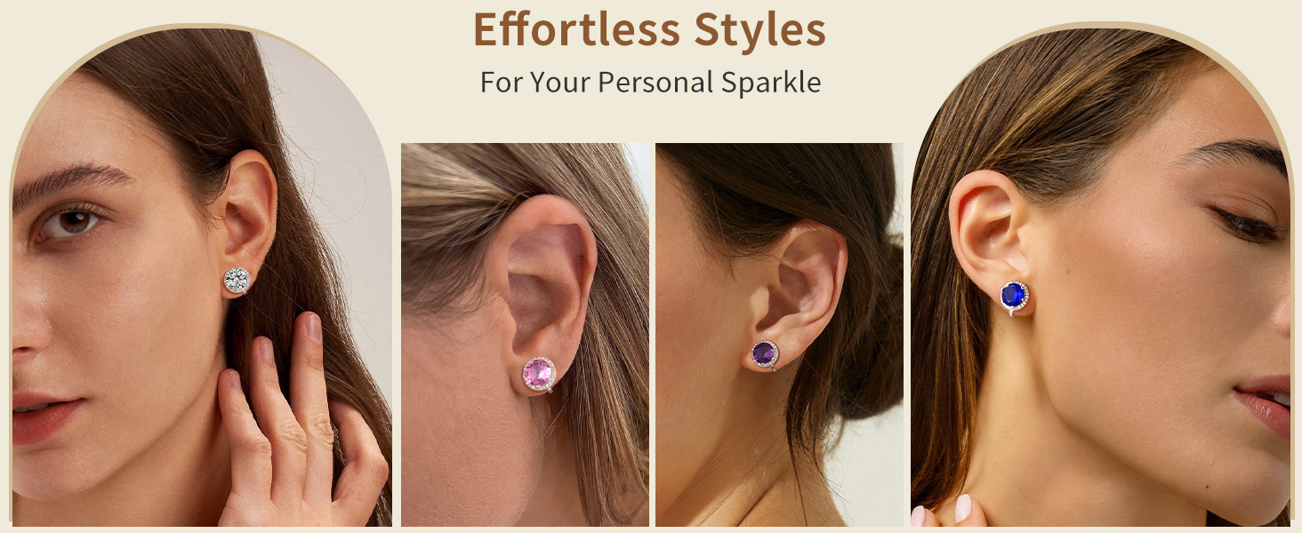 thumbnail video image 2 of FindChic Clip On Earrings for Women Lightweight 8MM Cubic Zirconia Non Pierced Studs Silver April Birthstone Earrings Birthday Mothers Day Jewelry Gifts Mom Her Lady Adults Ideas, 2 of 9