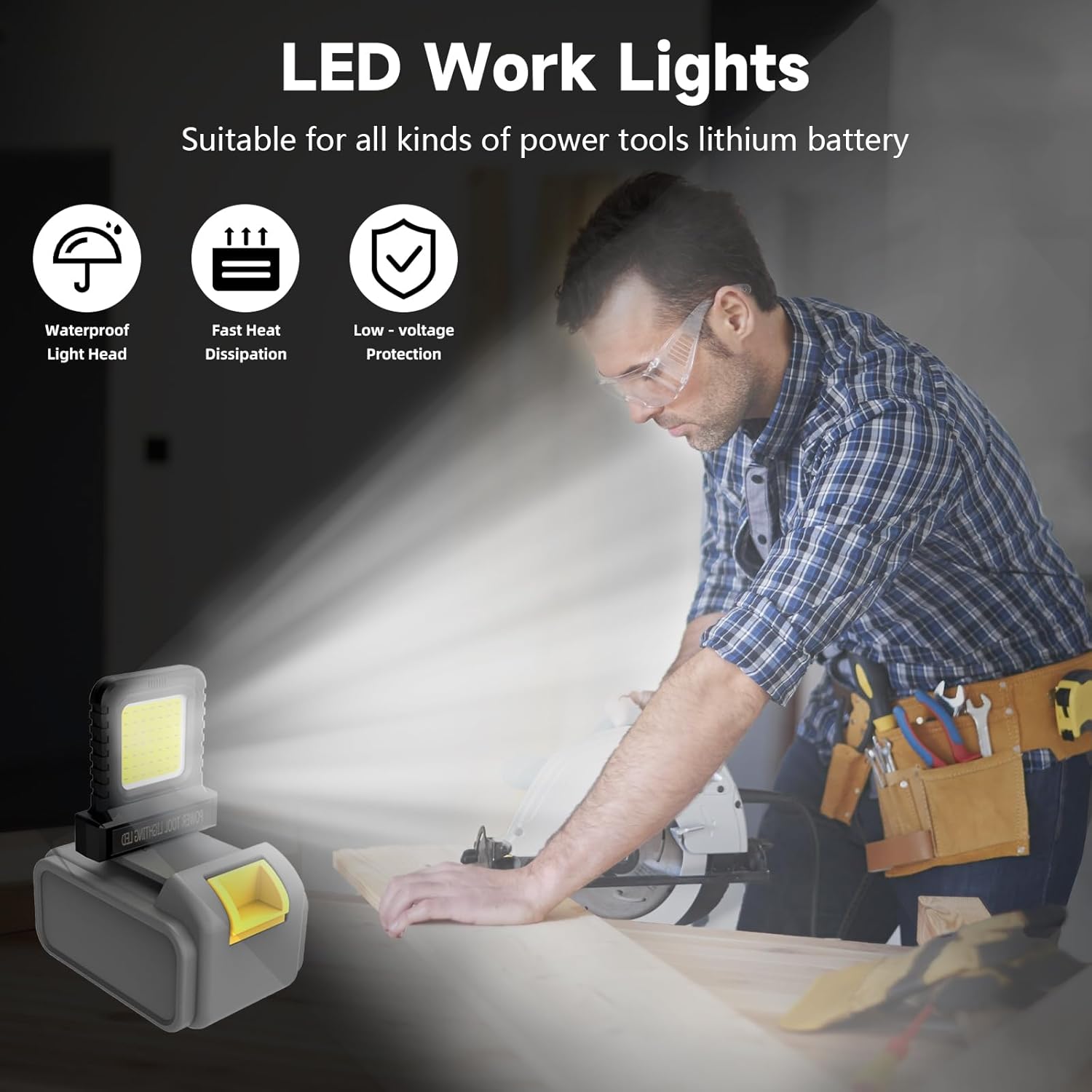 thumbnail video image 2 of High Brightness Floodlight,for All Power Tool Batteries,Cordless Flood Light,Universal LED Work Lights,Multiple Flood Light for Workshop Garage,Fishing Camping, 2 of 13