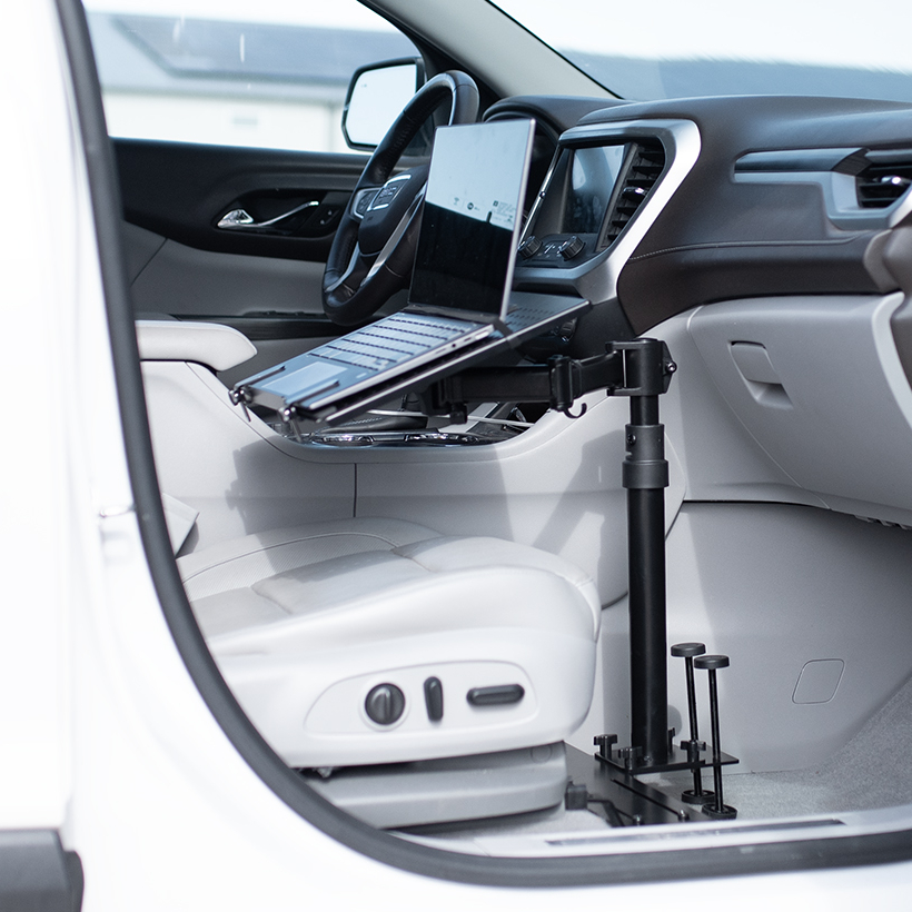 thumbnail video image 2 of VIVO Single Laptop Notebook Car Mount, Swivel Arm Adjustable Extension Clamp, 2 of 9