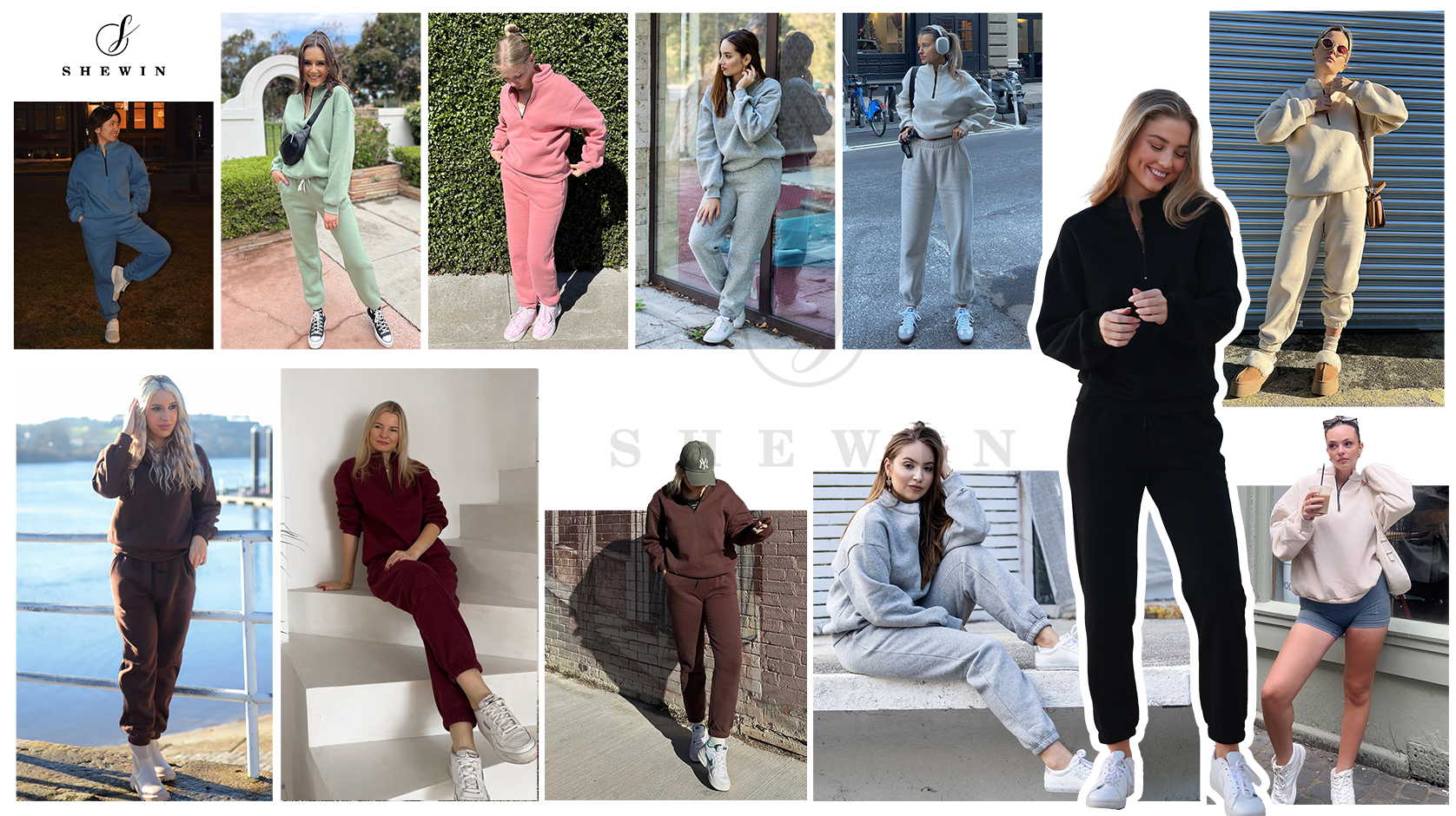 LTSCNRM Women Fleece Sweatsuits Two Piece Airport Outfits Half Zip Pullover Sweatshirt Jogging Pants Tracksuit Set