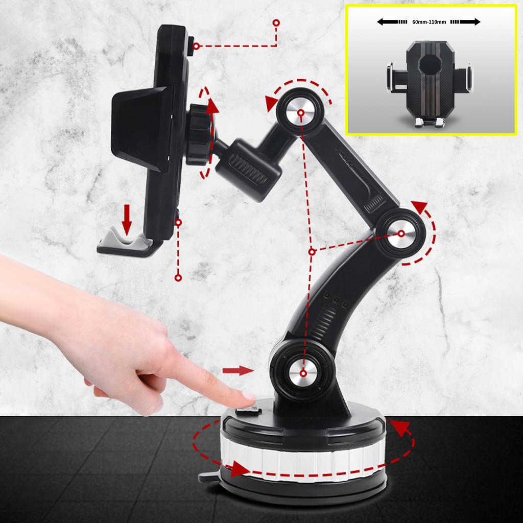 thumbnail video image 2 of Yiyasu 360° Universal Dashboard Dash Mount Phone Holder Suction Cup Bracket Car GPS Truck Plastic, 2 of 10