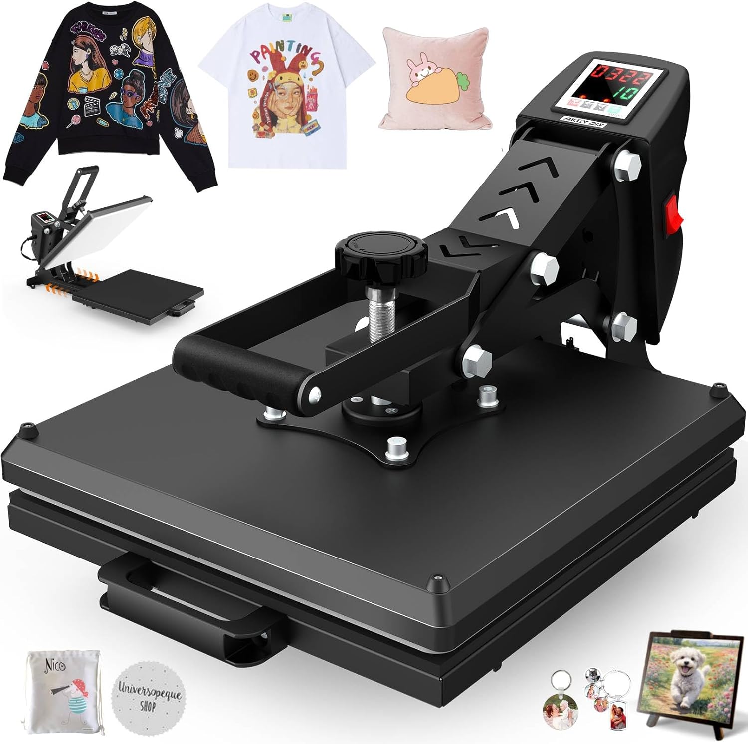thumbnail video image 2 of Adnoom Clamshell Heat Press 15x15 with Slide Out Design, Industrial-Quality Sublimation Press with Dual Tube Heating System, Digital Heat Transfer Machine for T-shirt, Mouse Pad, Pillows, Black, 2 of 9