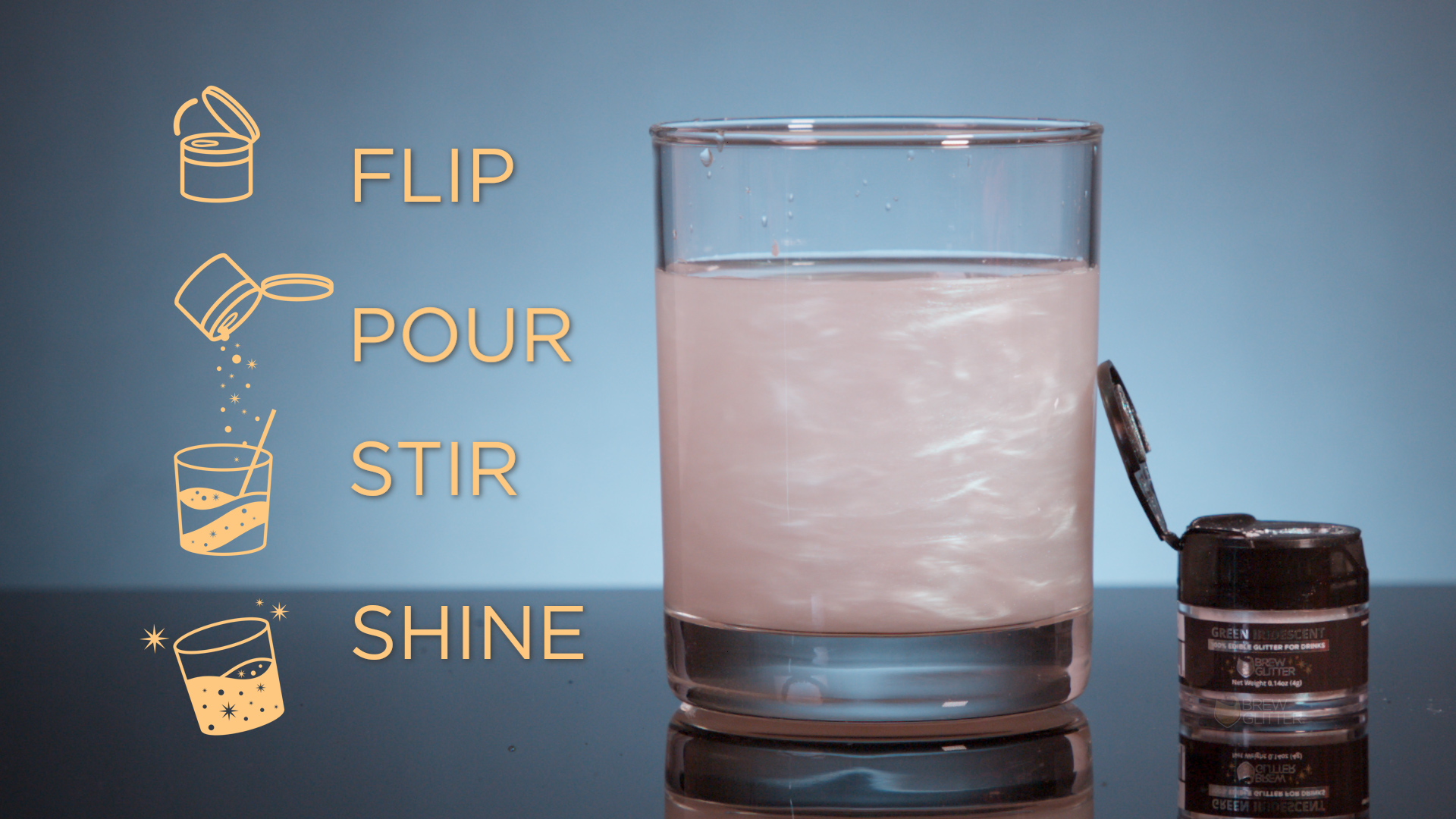 thumbnail video image 2 of Brew Glitter - Pink Iridescent Edible Drink Glitter - Silky Swirl, Beverage-Safe, 4g, 2 of 11