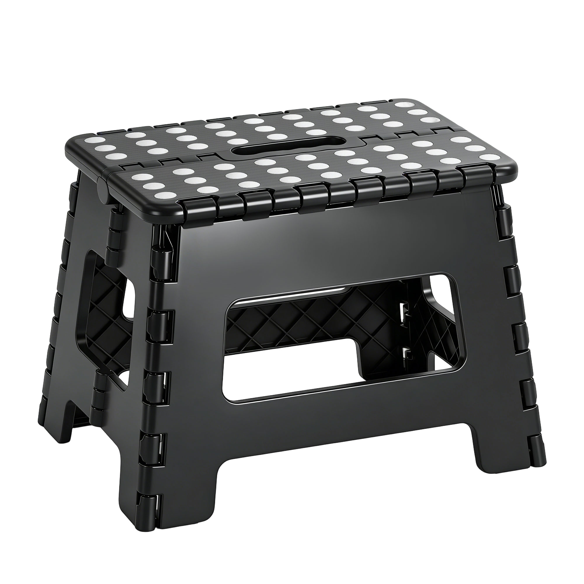 thumbnail video image 2 of JONPONY Folding Step Stools for Adults, Hold Up to 300 lbs, Portable Foldable Step Stool, Plastic Small Collapsible Stepping Stools with Handle for Kitchen Bathroom, 2 of 8