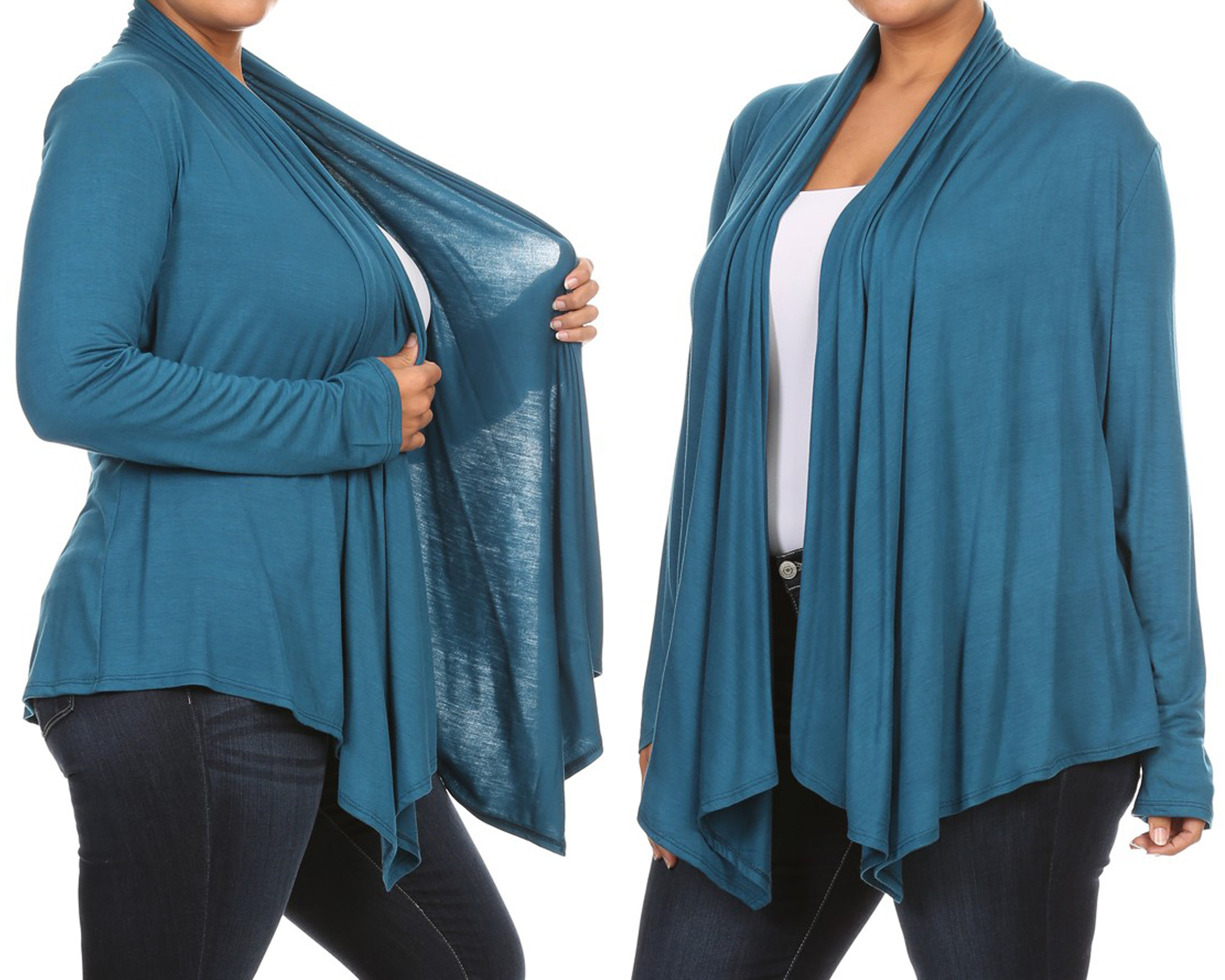 thumbnail video image 2 of MOA COLLECTION Women's Comfortable Plus Size Cardigan Loose Fit Waist Length XL-3XL, 2 of 5