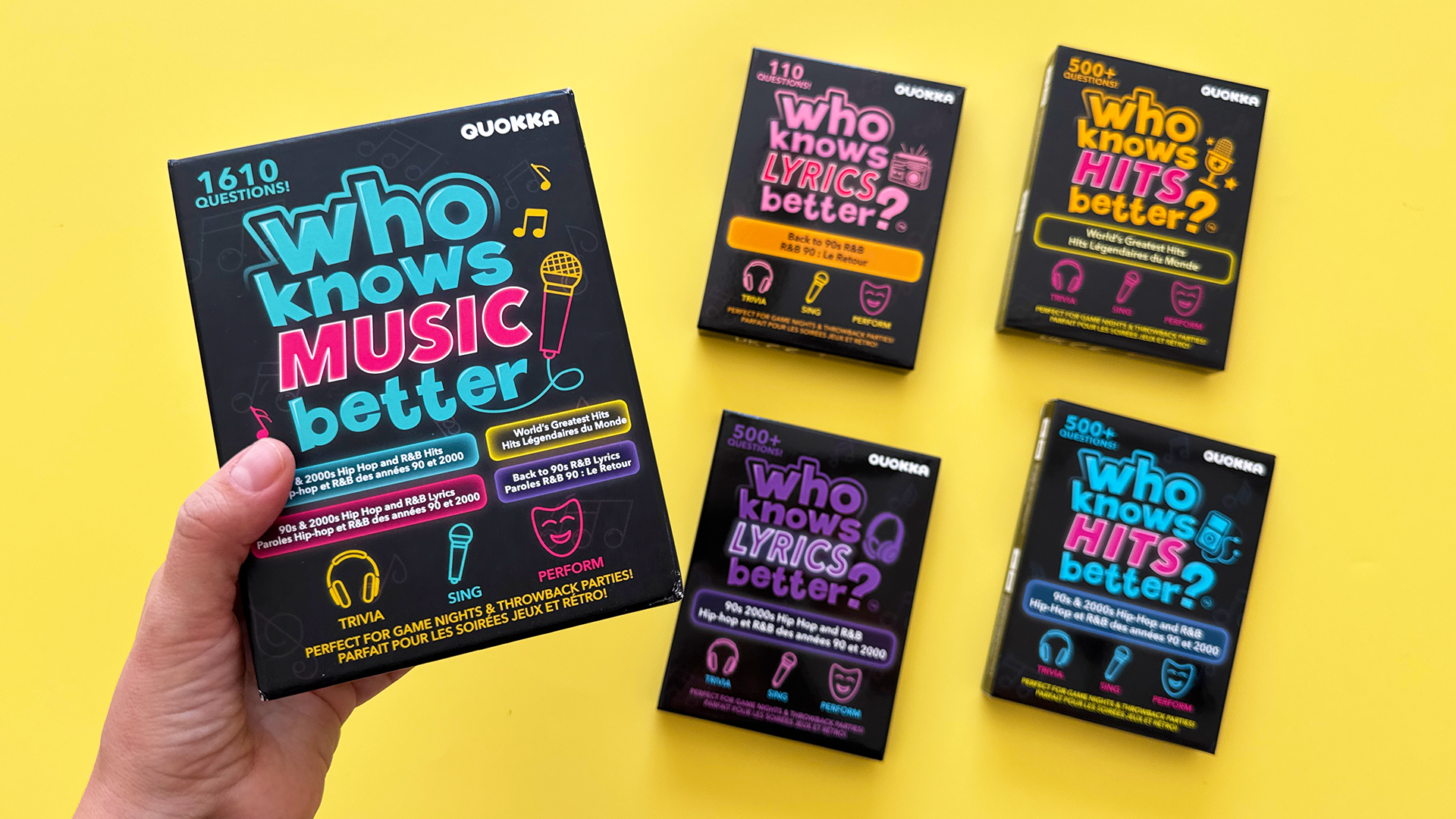 thumbnail video image 2 of QUOKKA Card Game for Adults - Music Trivia Family Party Game - Who Knows Lyrics Better? Hip-Hop R&B, 2 of 7