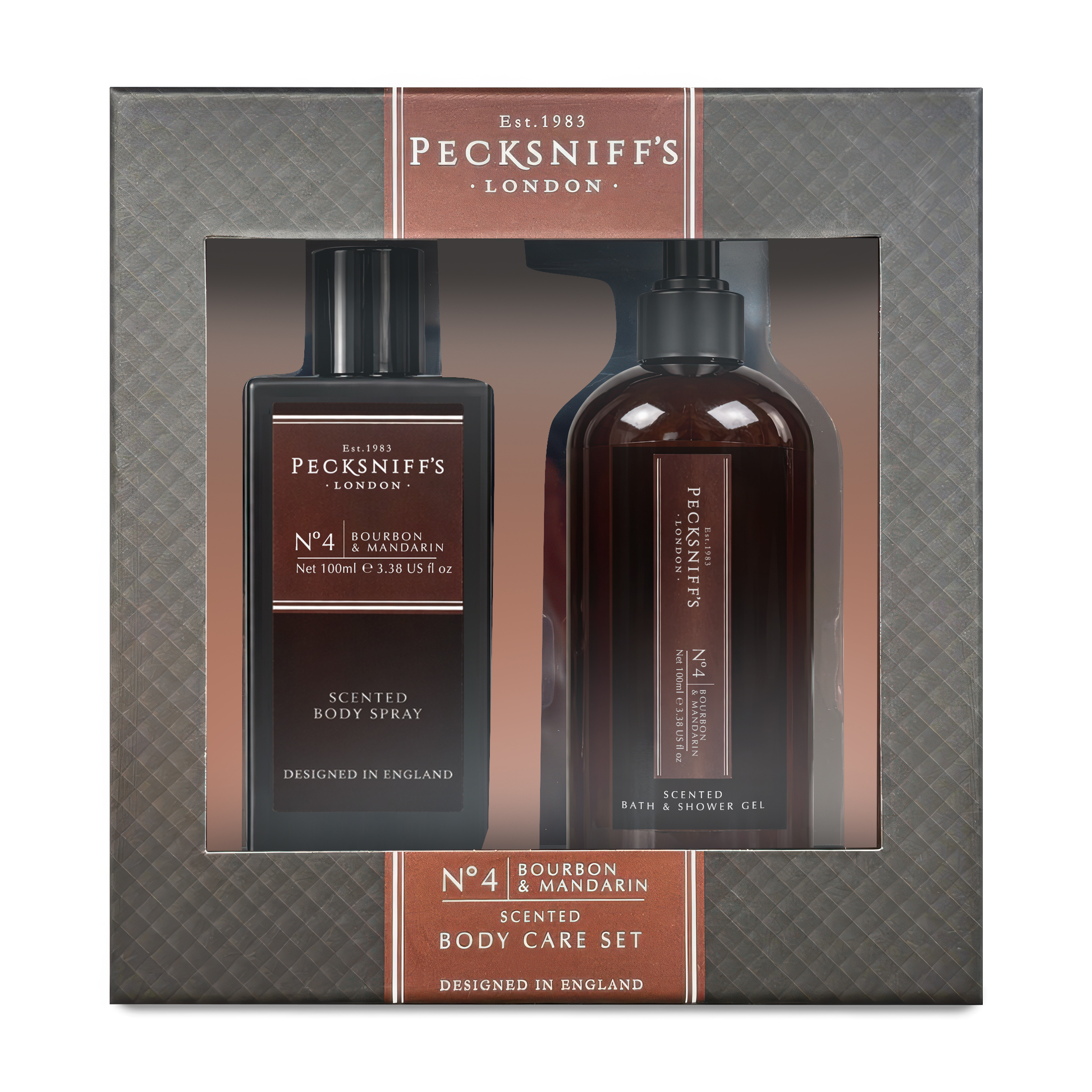 thumbnail video image 2 of Pecksniff’s Men’s Body Duo Set – Bourbon & Mandarin Scented Bath & Shower Gel 250ml & Body Spray 100ml – Luxury Grooming Gift Set for Him, 2 of 9