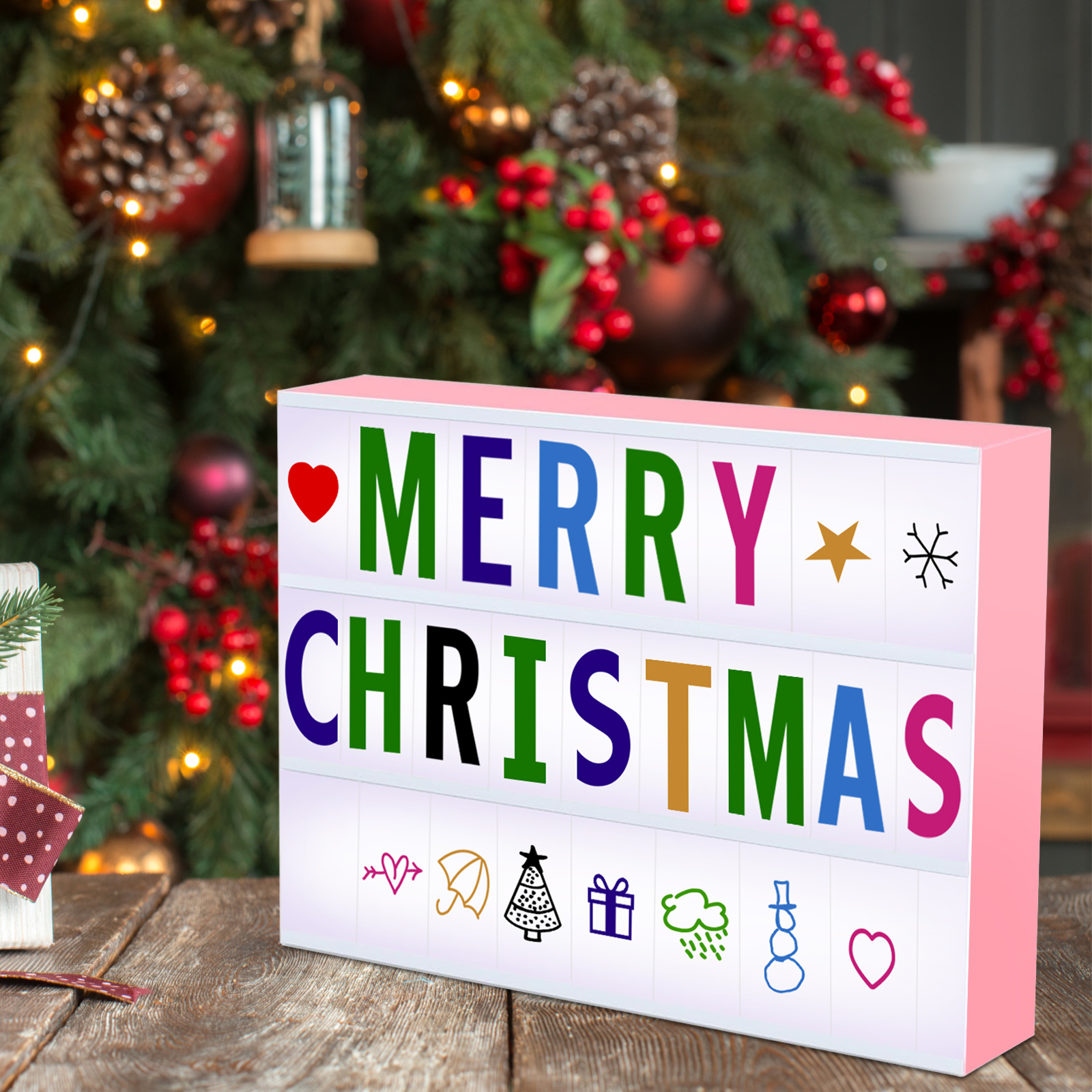 thumbnail video image 2 of AGCAN Pink Cinema Light Box with Letters, RGB Marquee Color Changing Led Light Box Sign with 192 Black & Color Letters Emojis, Led Sign Letters Board Gifts for Women Birthdays Christmas Decor, 2 of 8