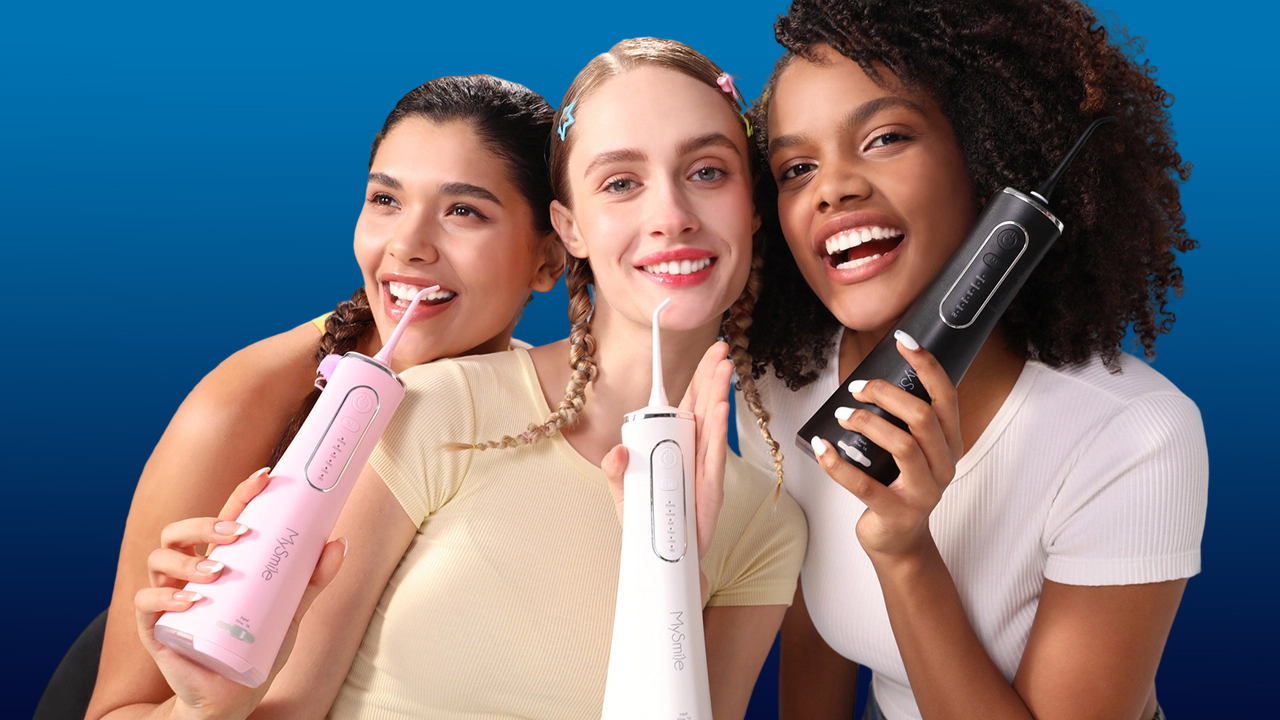 thumbnail video image 2 of MySmile LP211 Cordless Portable Water Flosser for Teeth Cleaning, Oral Irrigator, Electric Water Dental Picks, 5 Modes, 8 Jet Tips, Travel Bag, Black, 2 of 9