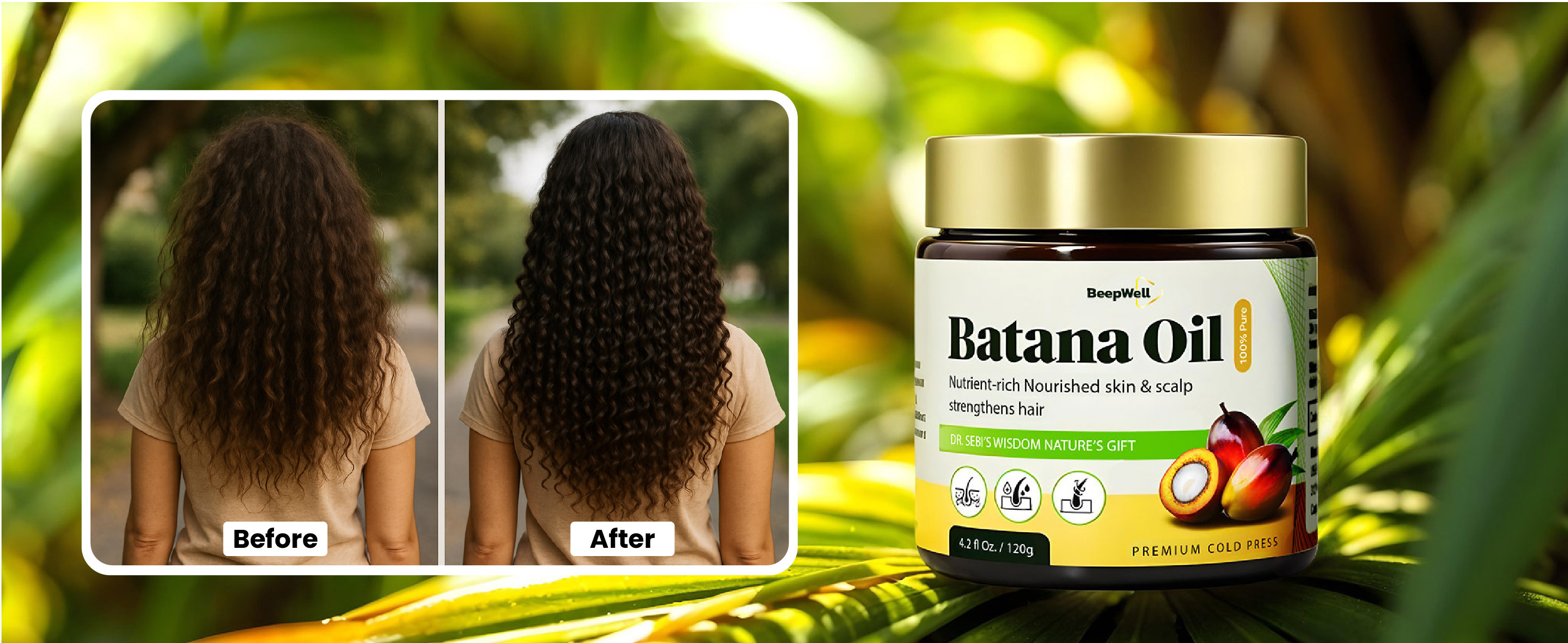 thumbnail video image 2 of BeepWell Batana Oil from Honduras (4.2 fl oz) – Unrefined Hair Oil for Shine, Softness & Scalp Moisture – Lightweight & Versatile for All Hair Types, 2 of 9