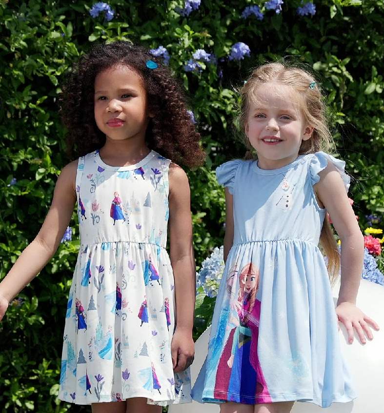 thumbnail video image 2 of Disney Princess Toddler Girl Dresses Frozen Elsa Anna Character Ruffled Sleeveless Dress Size 2-6, 2 of 10