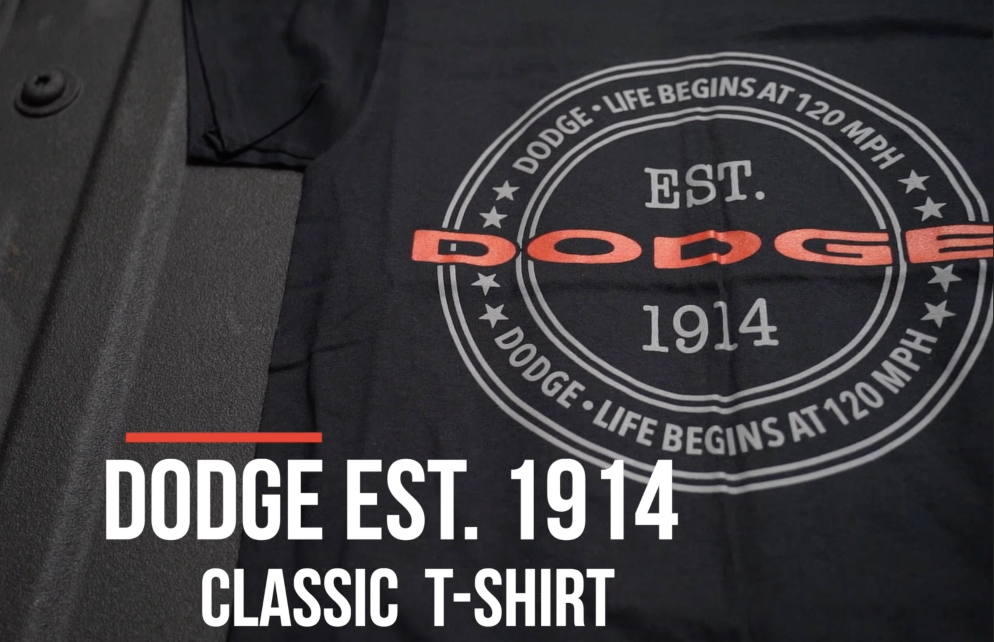 thumbnail video image 2 of Mens Dodge Logo EST.1914 T-Shirt, 2 of 6