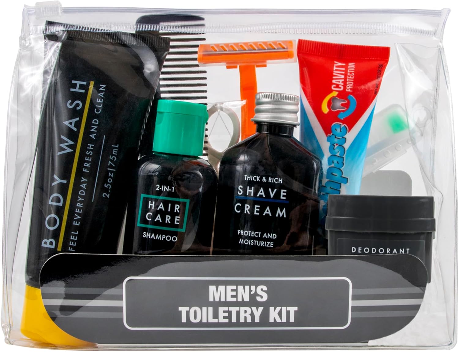 thumbnail video image 2 of 25 Pack of Bulk Wholesale 13 Piece Travel Size Hygiene Toiletry Kits Containing Shampoo, Conditioner, Body Wash, Toothbrush, Toothpaste, Deodorant, Hair Comb & More for Homeless Charity Donation, 2 of 8