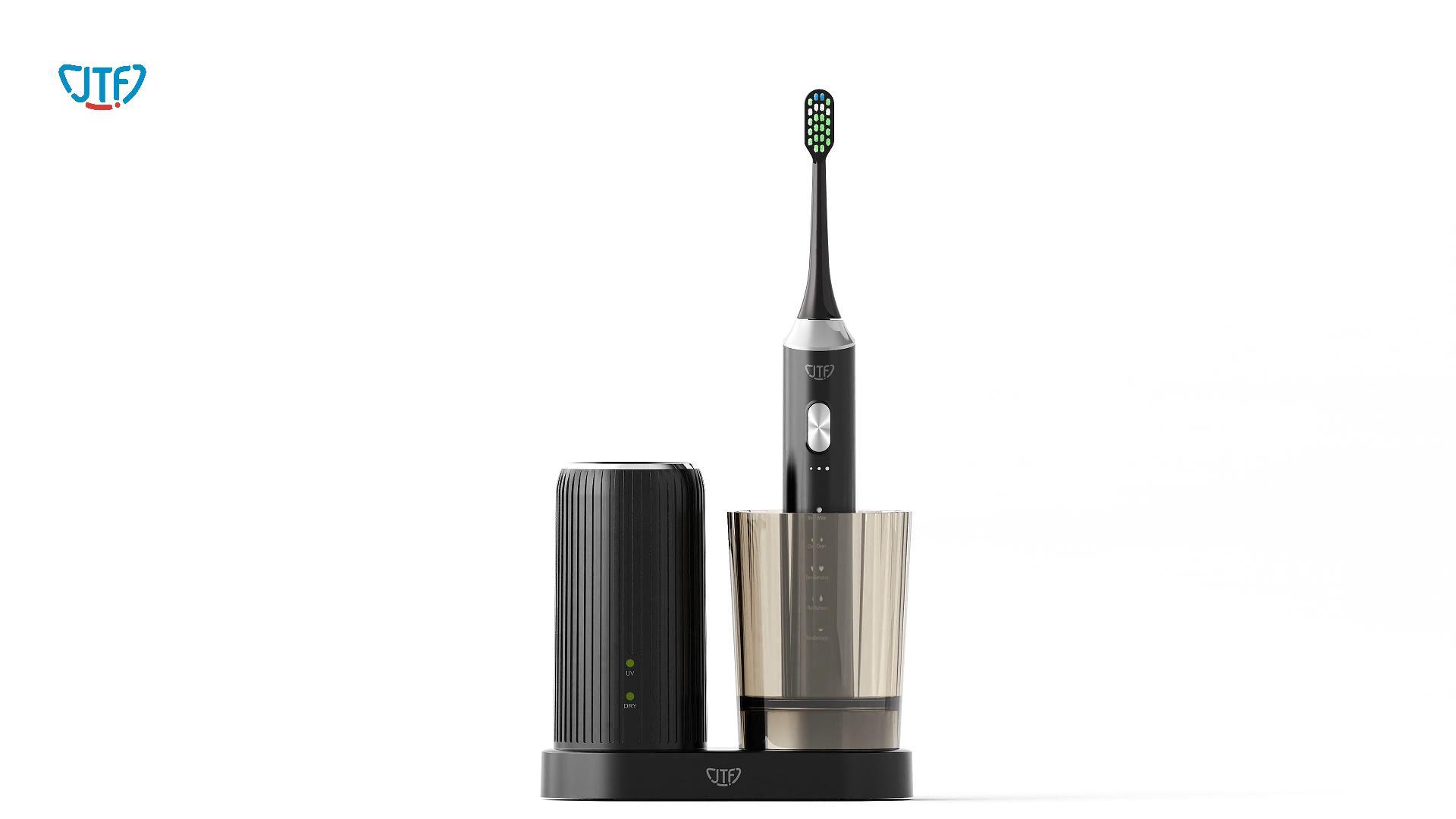 thumbnail video image 2 of JTF Sonic Electric Toothbrush with UV & Drying: 5 Customized Modes for Effective Yet Gentle Cleaning –with 8 Brush Heads, Rinse Cup, Wireless Charging Base, Rechargeable for Daily Care, Home & Travel, 2 of 10