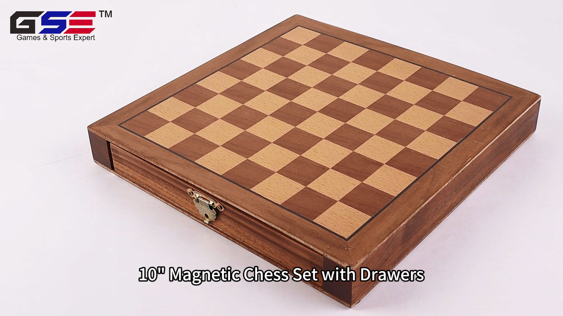 thumbnail video image 2 of GSE Games & Sports Expert 10" Magnetic Wooden Chessboard Chess Board Game Set with Chessman Storage Drawers and 32 Chessman for Kids and Adults, 2 of 8