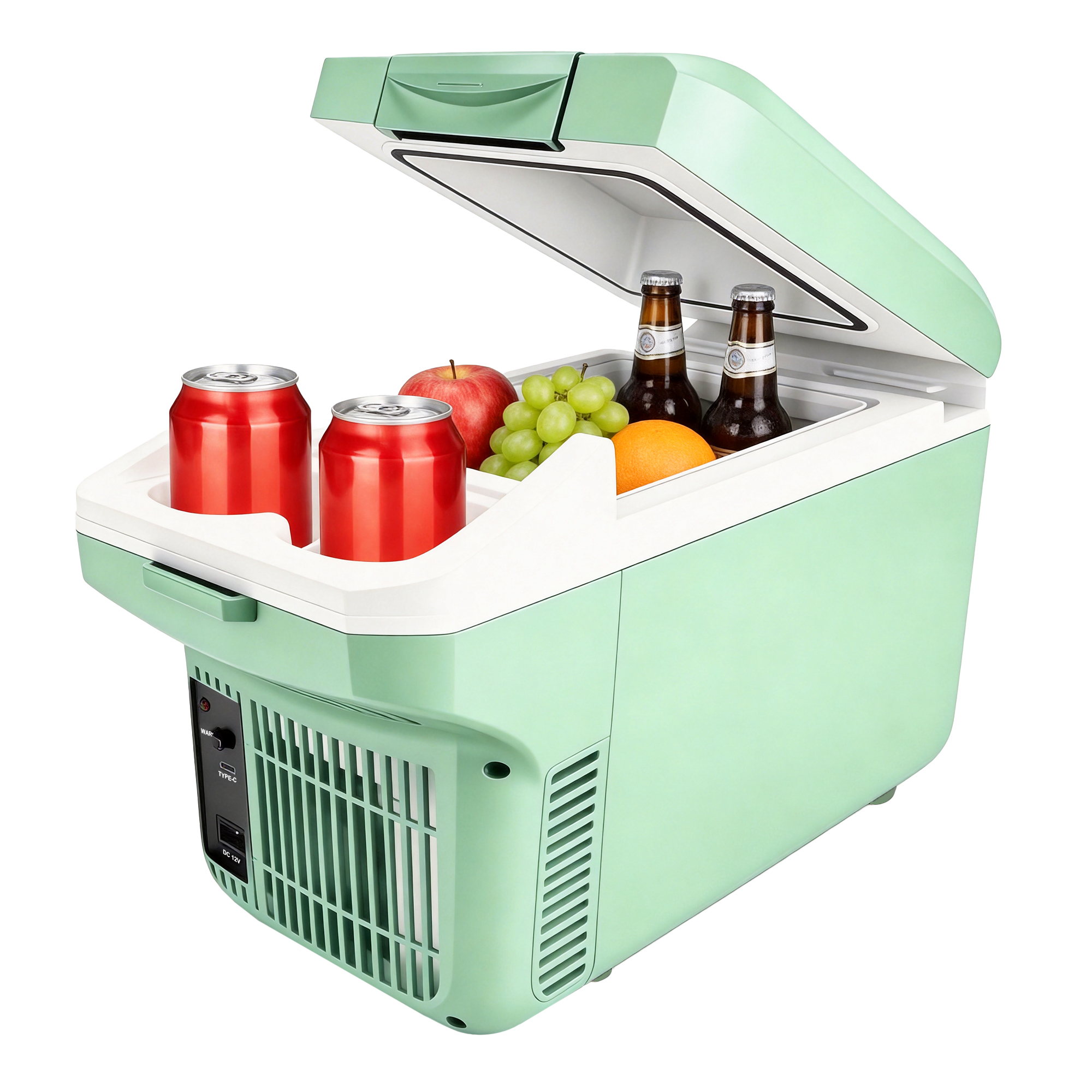thumbnail video image 2 of IceBlue 8L car refrigerator(9V type-C/12V DC), Dual Temperature (Cold and Hot), compact Mini Fridge for Camping, Travel, Truck, Home, Fishing, RV and Outdoor, with Shoulder Strap, 2 of 10