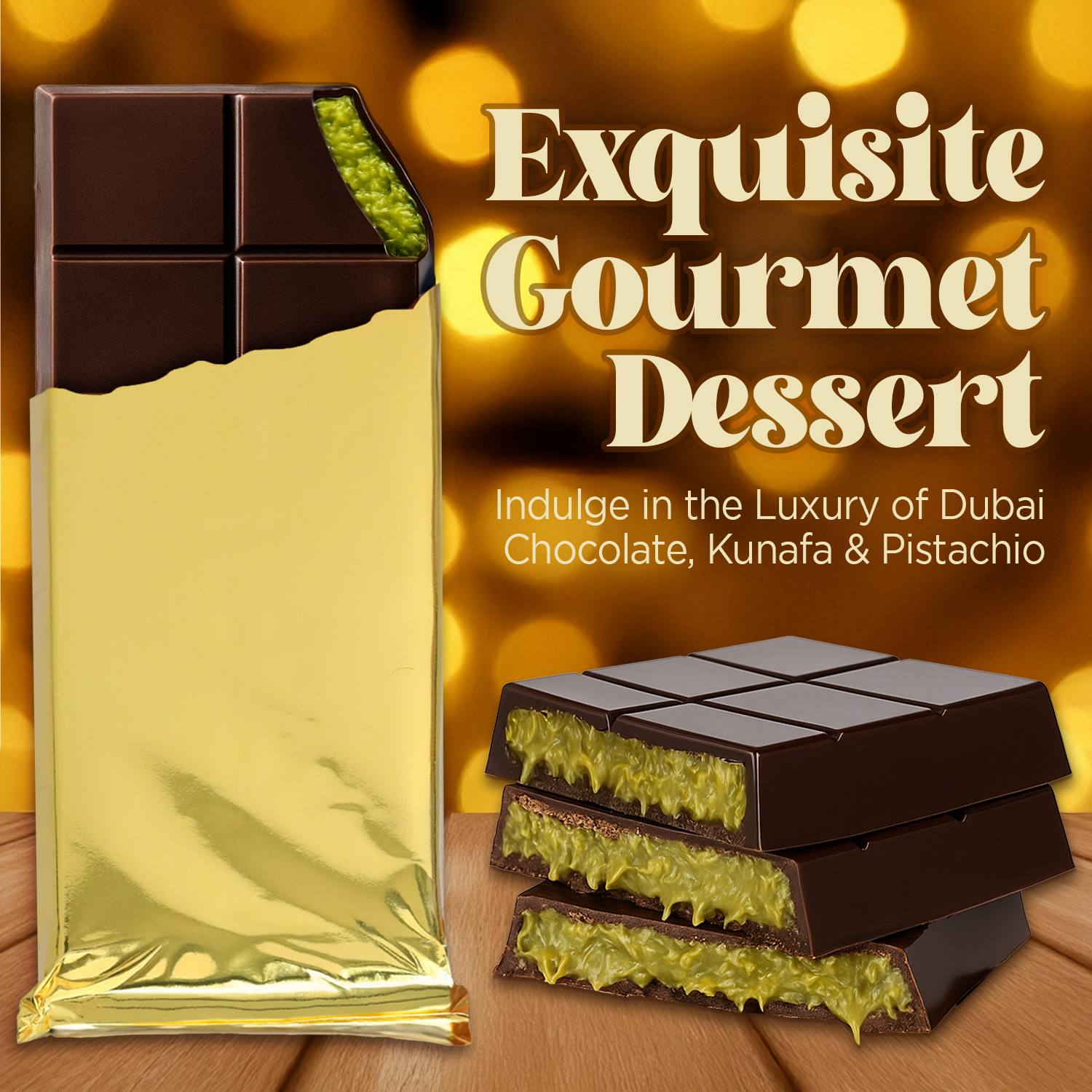 thumbnail video image 2 of Ceres Gourmet Kunafa Chocolate Bar with Rich Pistachio Filling, 7oz, 2 of 6