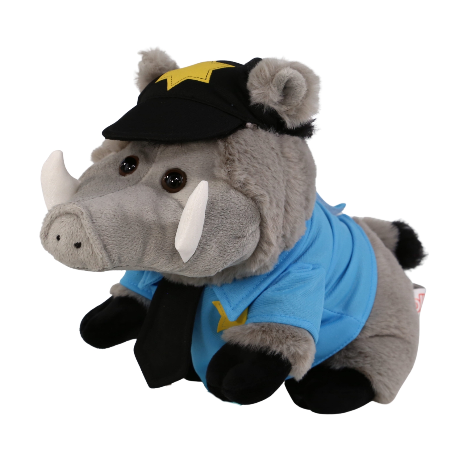 DolliBu Grey Boar Police Officer Plush Toy – Super Soft Boar Cop