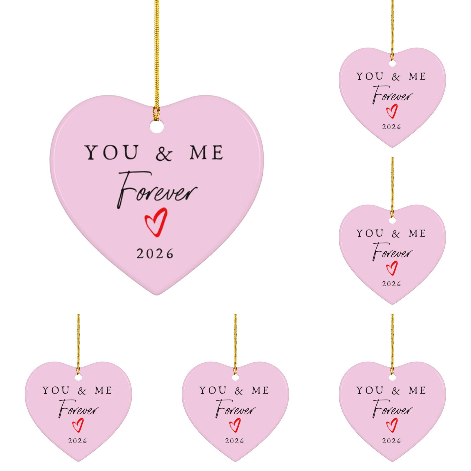 thumbnail video image 2 of You & Me Forever" Pink Heart Acrylic Ornament (5-Pack) - 3.14in Valentine's Day Decor, Couple Keepsake for Newlyweds & Anniversary,Pink, 2 of 6