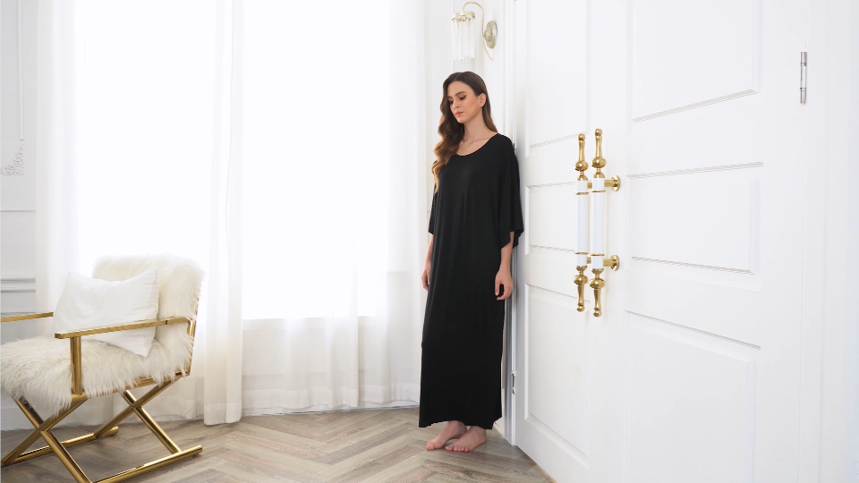 thumbnail video image 2 of Avidlove Women's Long Nightgown Short Sleeve Sleepshirt Casual Maxi Loungewear with Pockets, 2 of 7