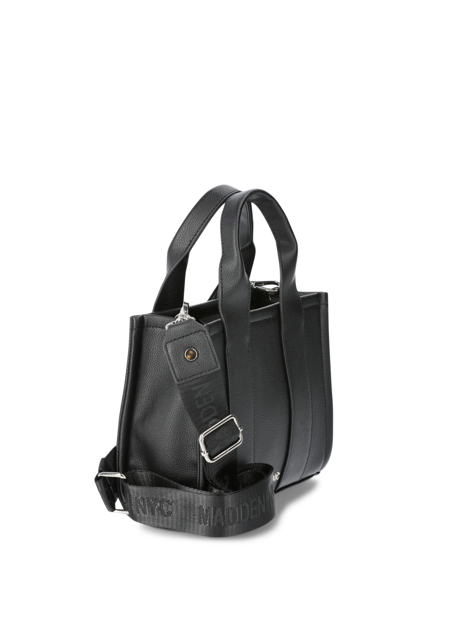 Madden NYC Women's Double Handle Tote with Crossbody Strap, Black