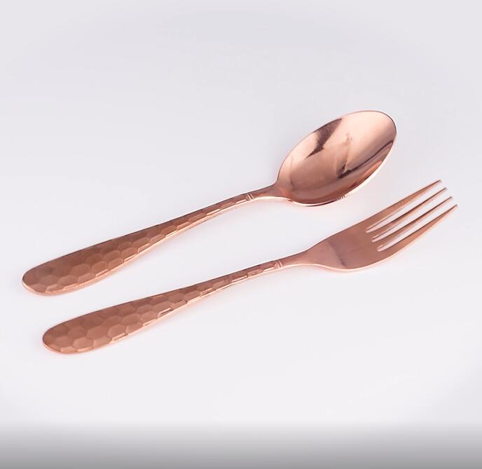 thumbnail video image 2 of Wollet 99.9% Pure Copper Spoon Fork, Hand Hammered，7'', Solid Copper Tableware, Set of 4, 2 of 10
