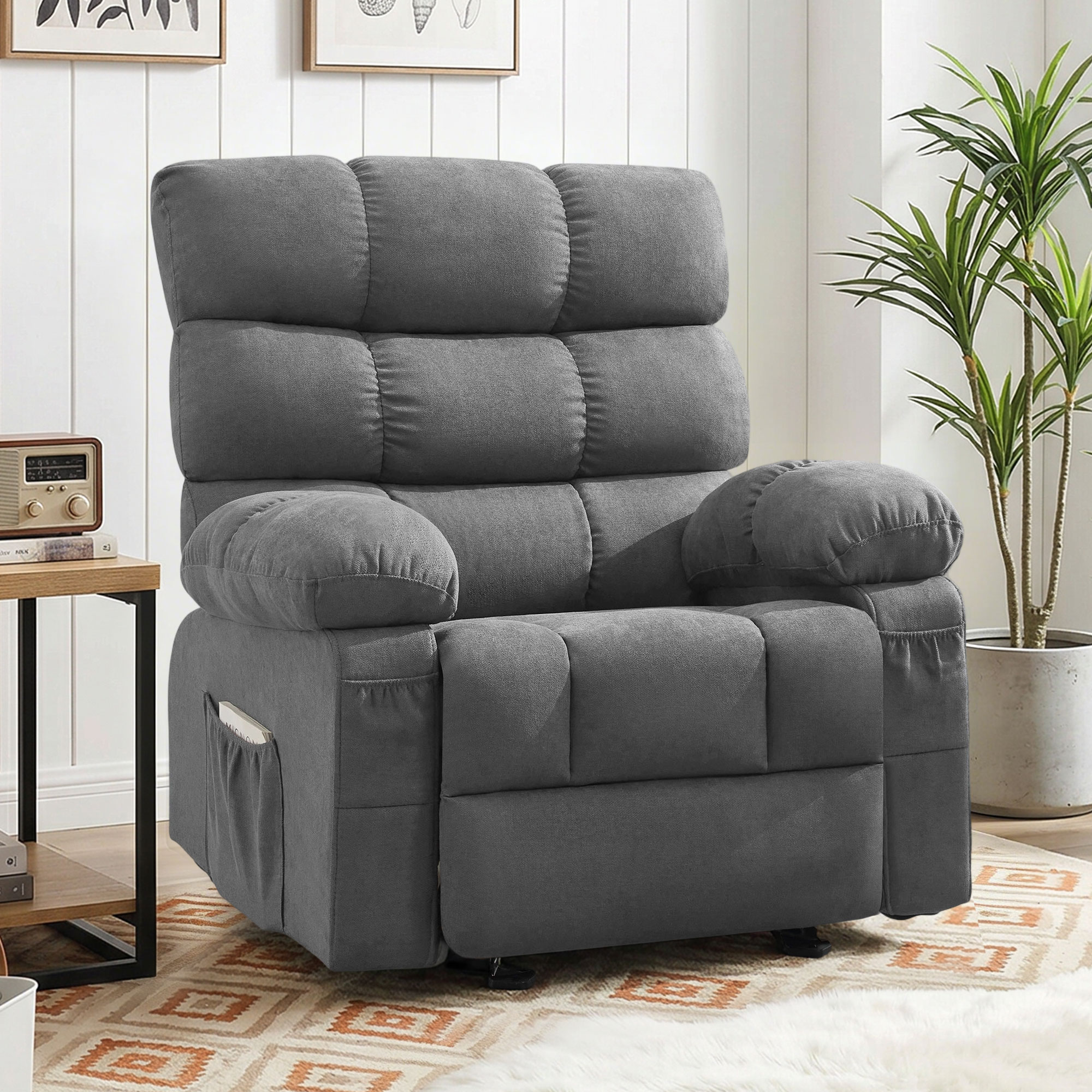 thumbnail video image 2 of JONPONY Rocker Recliner Chair, Ergonomic Lounge Chair for Living Room Theater,Small Spaces with Rocking Function,Side Pocket,Gray, 2 of 11