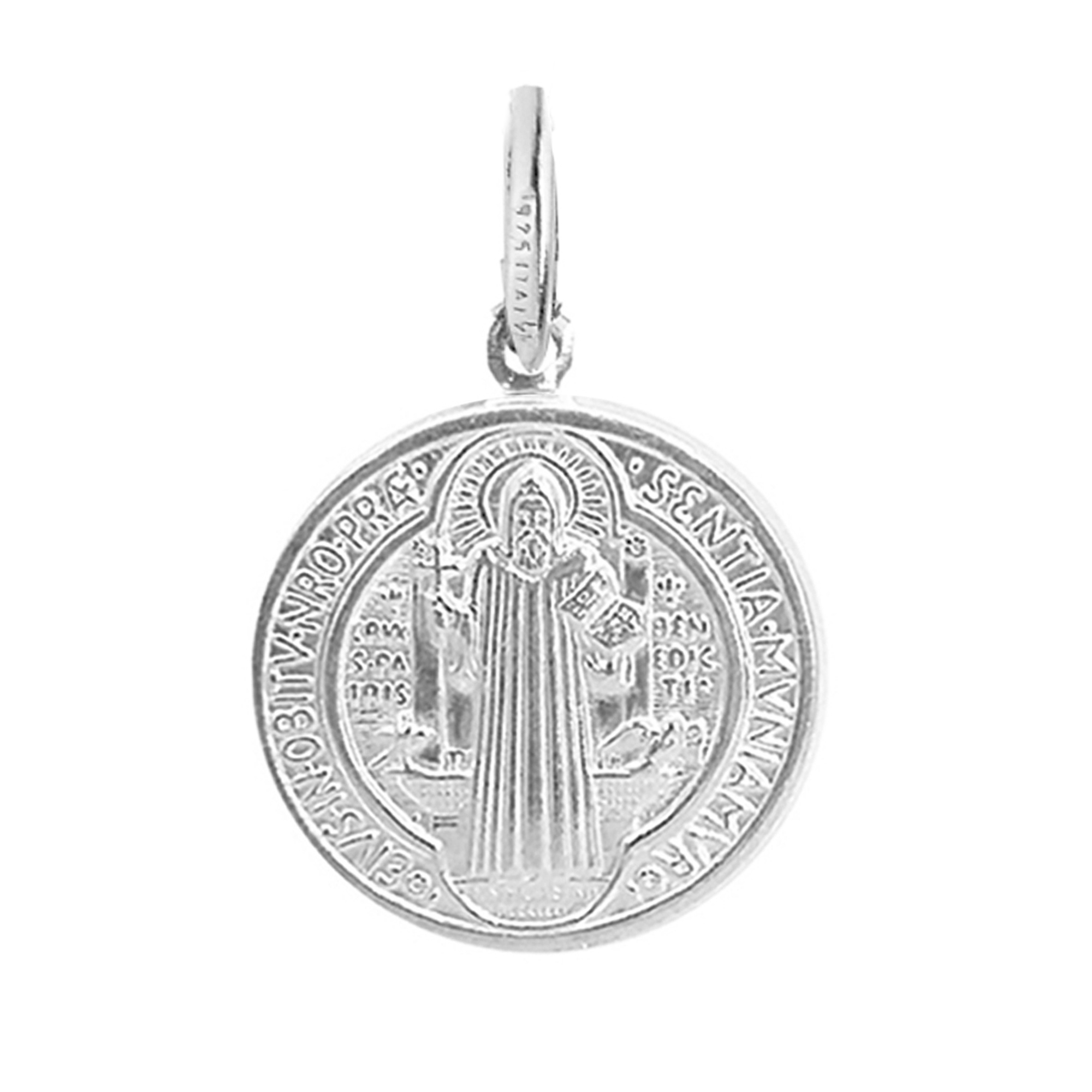 thumbnail video image 2 of Ritastephens Sterling Silver or Gold tone San Benito Saint Benedict Medallion Medal Charm Necklace (11mm, 15mm), 2 of 6