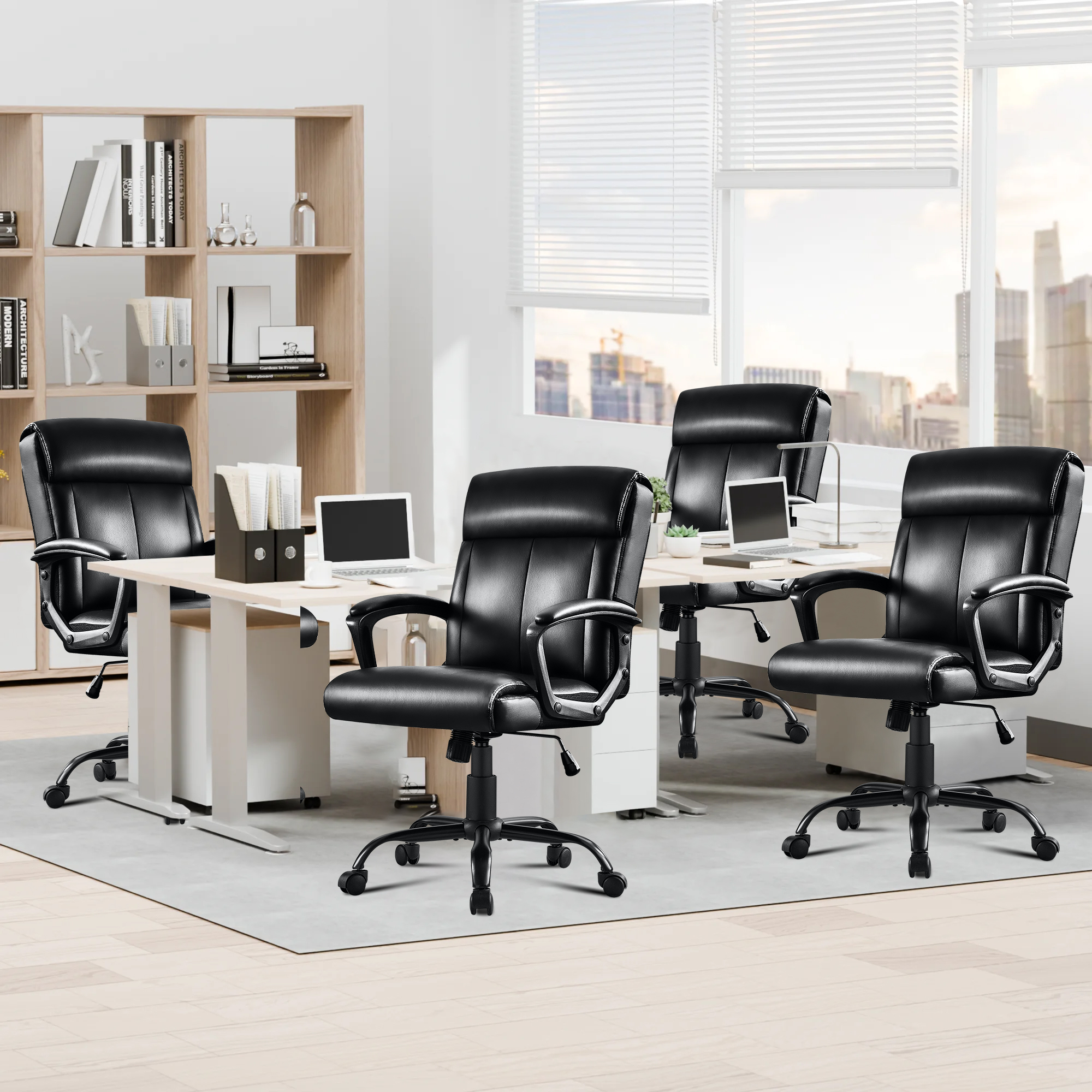 thumbnail video image 2 of JONPONY Big and Tall Office Chair 300LBS Wide Seat Ergonomic Computer Desk Chair High Back Executive Leather Chair Adjustable Task Chair Lumbar Back Support 8 Hours Heavy Duty Design,Grey, 2 of 13