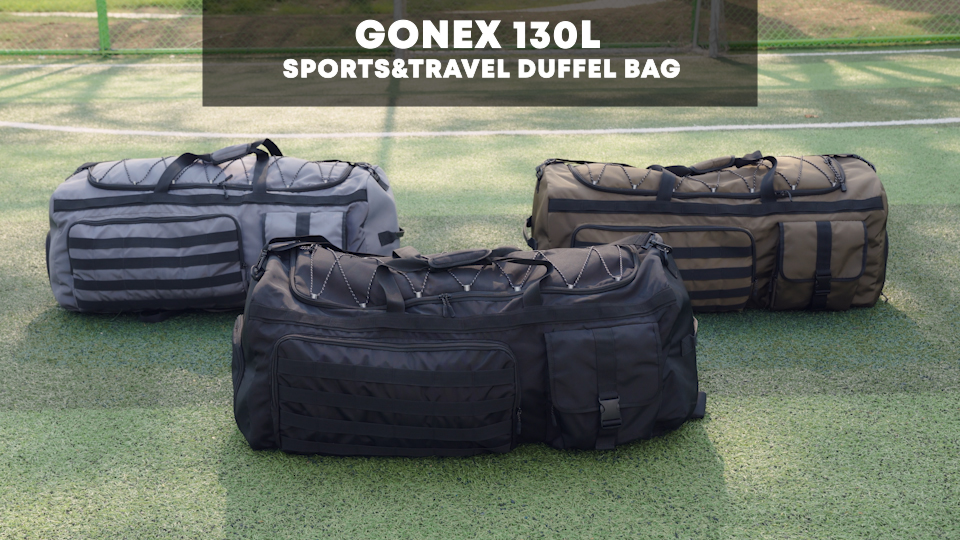 thumbnail video image 2 of Gonex 130L Travel Duffel Bag for Men, 3 in 1 Extra Large Gym Bag Backpack with Shoes Compartment for Weekender Sports Workout, 2 of 8