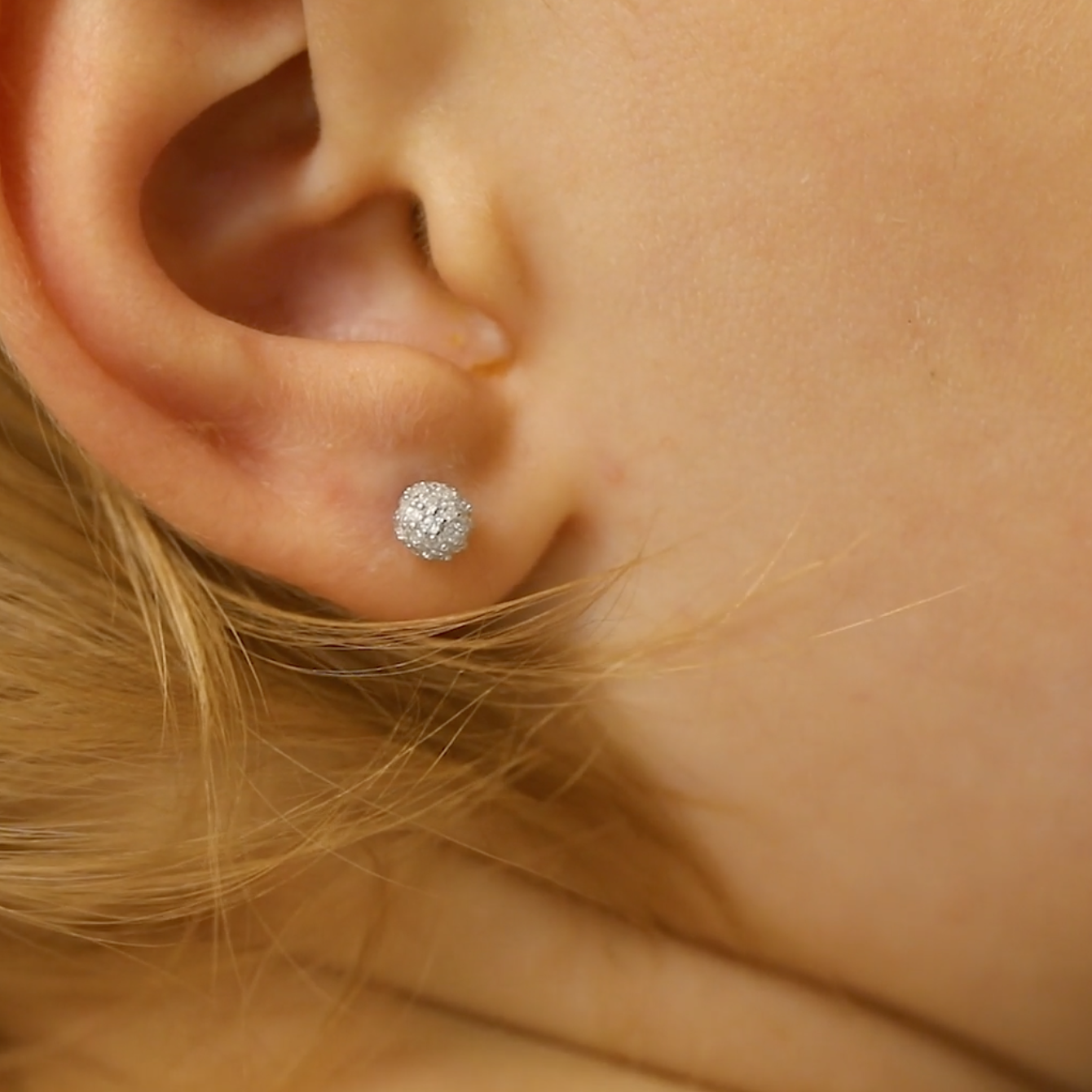 thumbnail video image 2 of 925 Sterling Silver 4mm CZ Burst Kids Screw Back Earring Studs Toddler Girls, 2 of 8