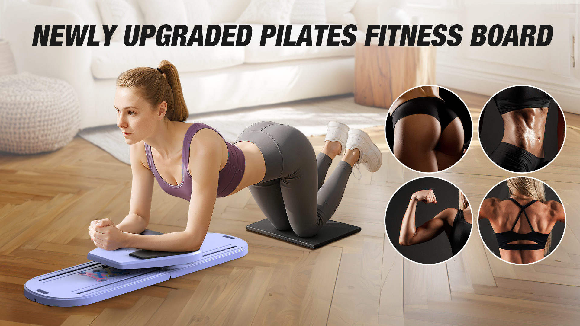 thumbnail video image 2 of WARMOUNTS 7-in-1 Pilates Board for Home, Foldable Portable Pilates Board Sets for Women with Timer Multi-Purpose for Home Workout, Fitness, Exercise & Abs, 2 of 8