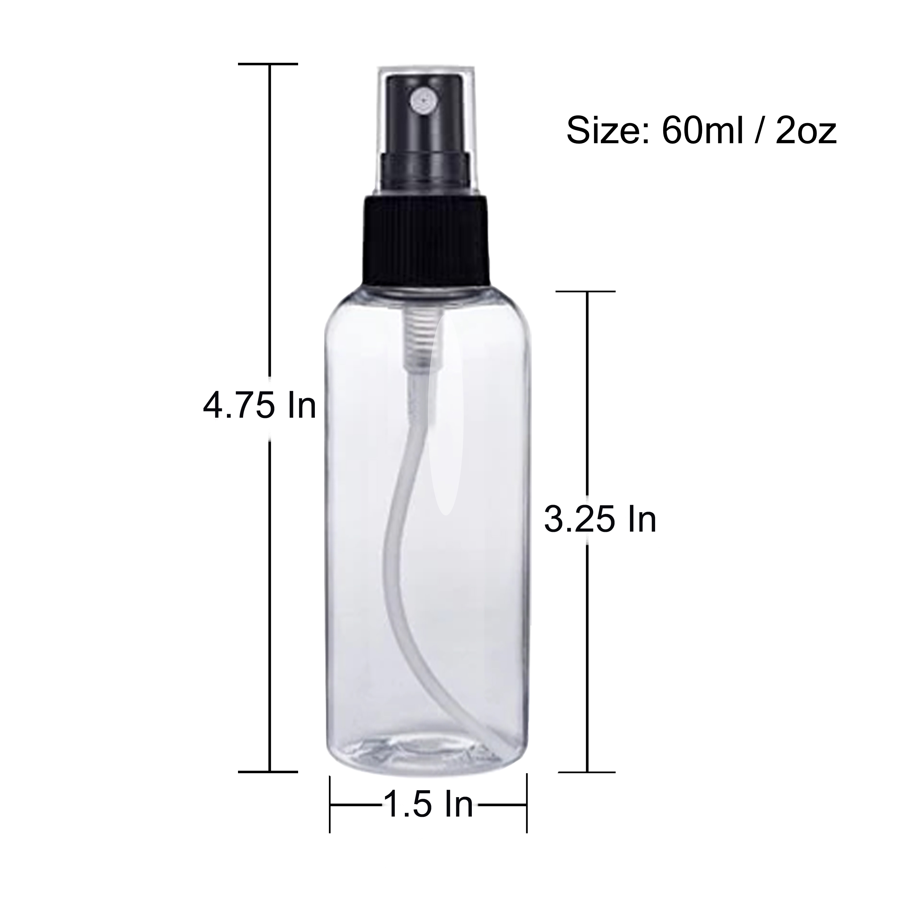 thumbnail video image 2 of SANSHIELD 100 Pack 2 oz (60 ml) Clear PET Plastic Spray Bottles with Cap, Small Travel Size Mist Bottles, 2 of 10