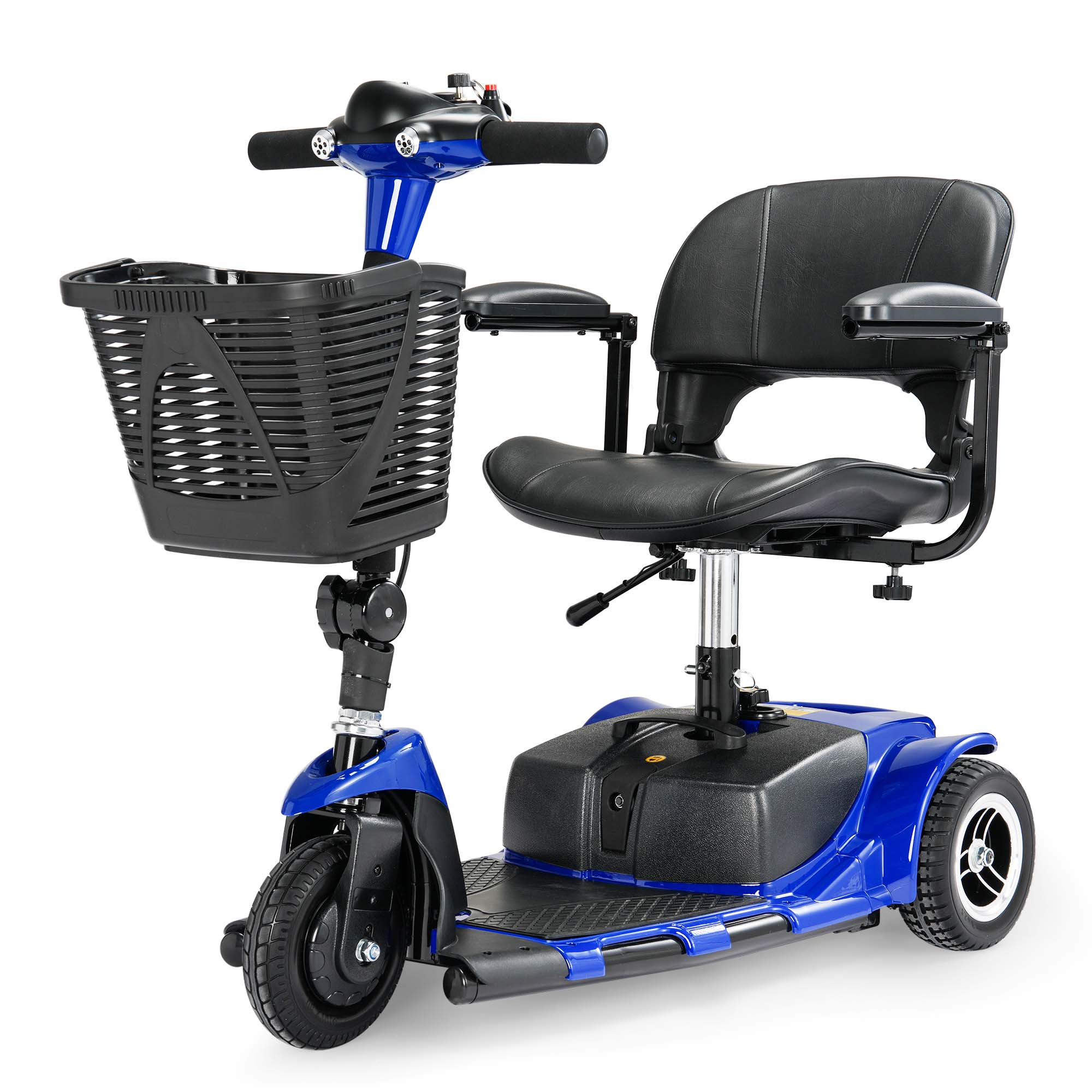 thumbnail video image 2 of Morrean 3 Wheel Electric Powered Mobility Scooter, with Lighting Folding Travel Mobile Wheelchair for Seniors, Gift for Elderly, Blue, 2 of 14