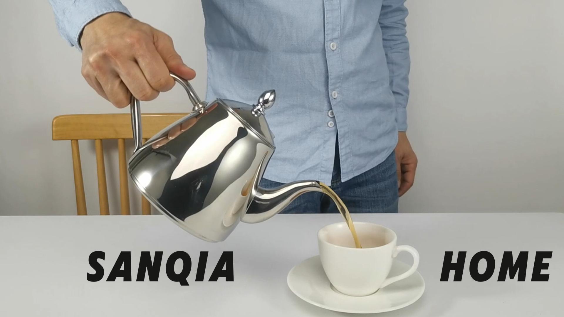thumbnail video image 2 of SANQIAHOME Stainless Steel Teapot with Infuser 1200ml, 2 of 10
