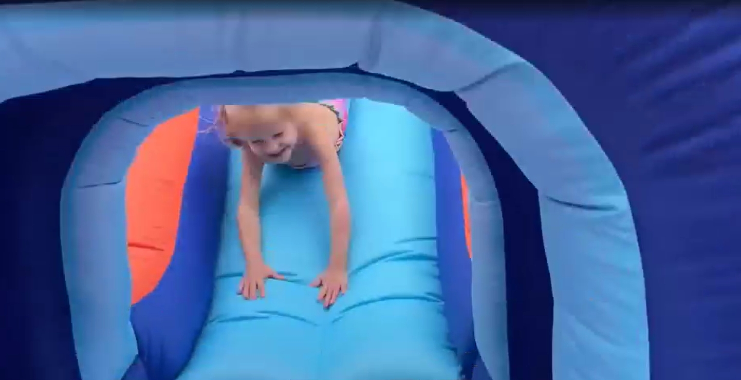 thumbnail video image 2 of Hapcap Obstacle Course Water Slide for Kids Backyard,Inflatable bounce house with Tunnel and Air Blower,Outdoor, 2 of 10