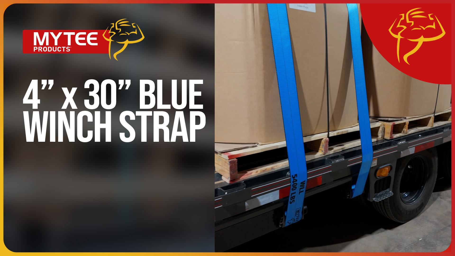 thumbnail video image 2 of Winch Straps 4" x 30" Blue Heavy Duty Tie down w/ Flat Hooks WLL# 5400 lbs | 4 Inch Cargo Control for Flatbed Truck Utility Trailer (10 Pack), 2 of 21