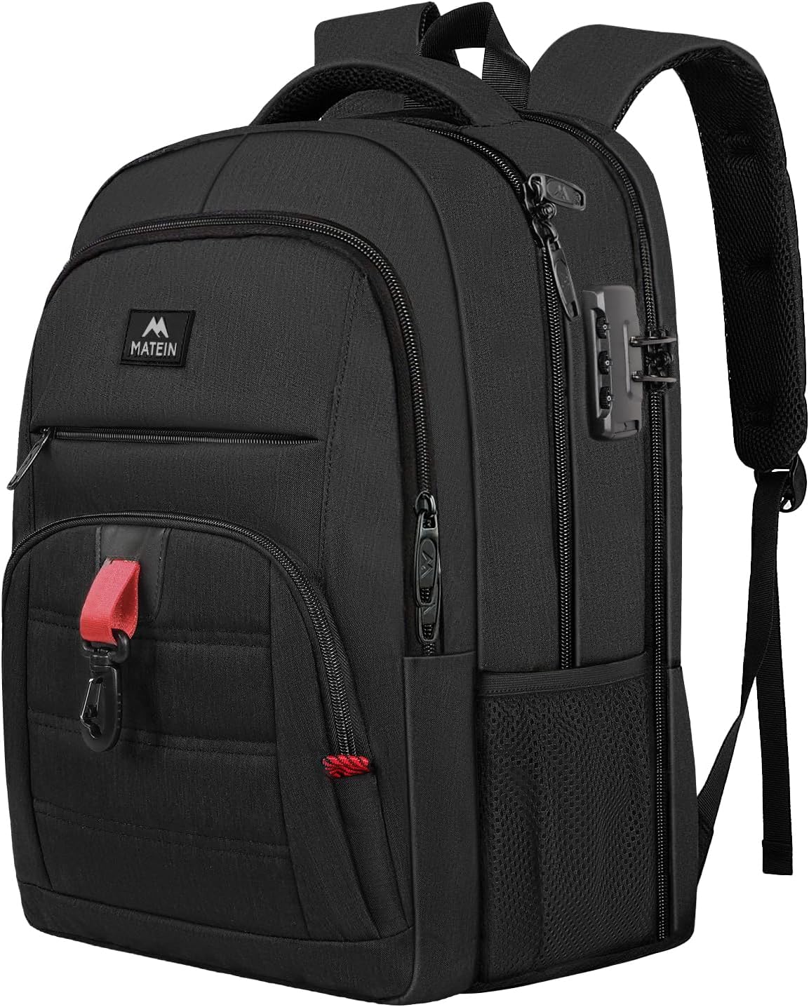thumbnail video image 2 of Matein 17in Business Laptop Backpack for Men, Waterproof Backpack with USB Port and Lock for Work Travel School, Black, 2 of 10