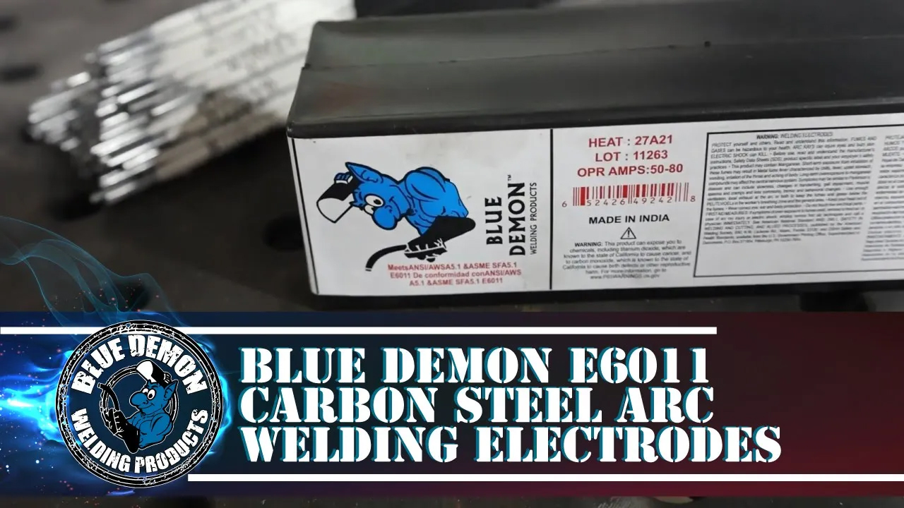 thumbnail video image 2 of Blue Demon E6011 X 1/8” X 14” X 5LB Carbon Steel Welding Electrode, Great for Pipe Welding, General Fabrication, Also Recommended for Welding API grades A25, A, B, and X42 Pipe, 2 of 4