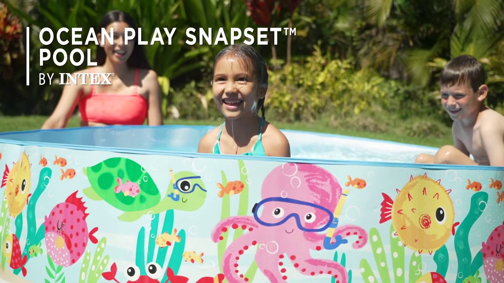 thumbnail video image 2 of Intex Deep Sea Blue 8ft x 18in SnapSet Instant Swimming Kiddie Pool, 2 of 8