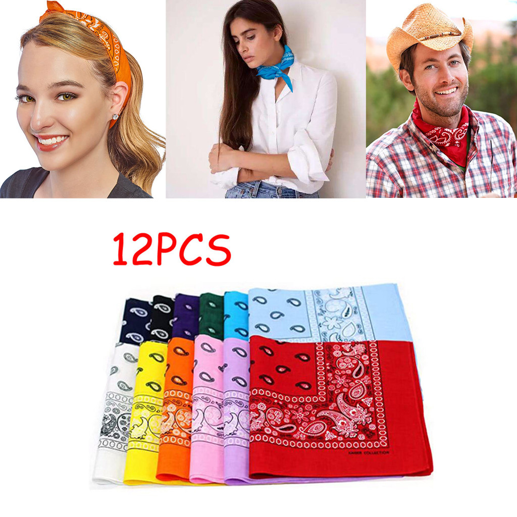 thumbnail video image 2 of WANYNG Dozen Paisley Bandanas Multi Colored Set Cowboy Bandana Head Scarf Double Sided Embroide Mens Handkerchiefs Handkerchief for Dad, 2 of 6