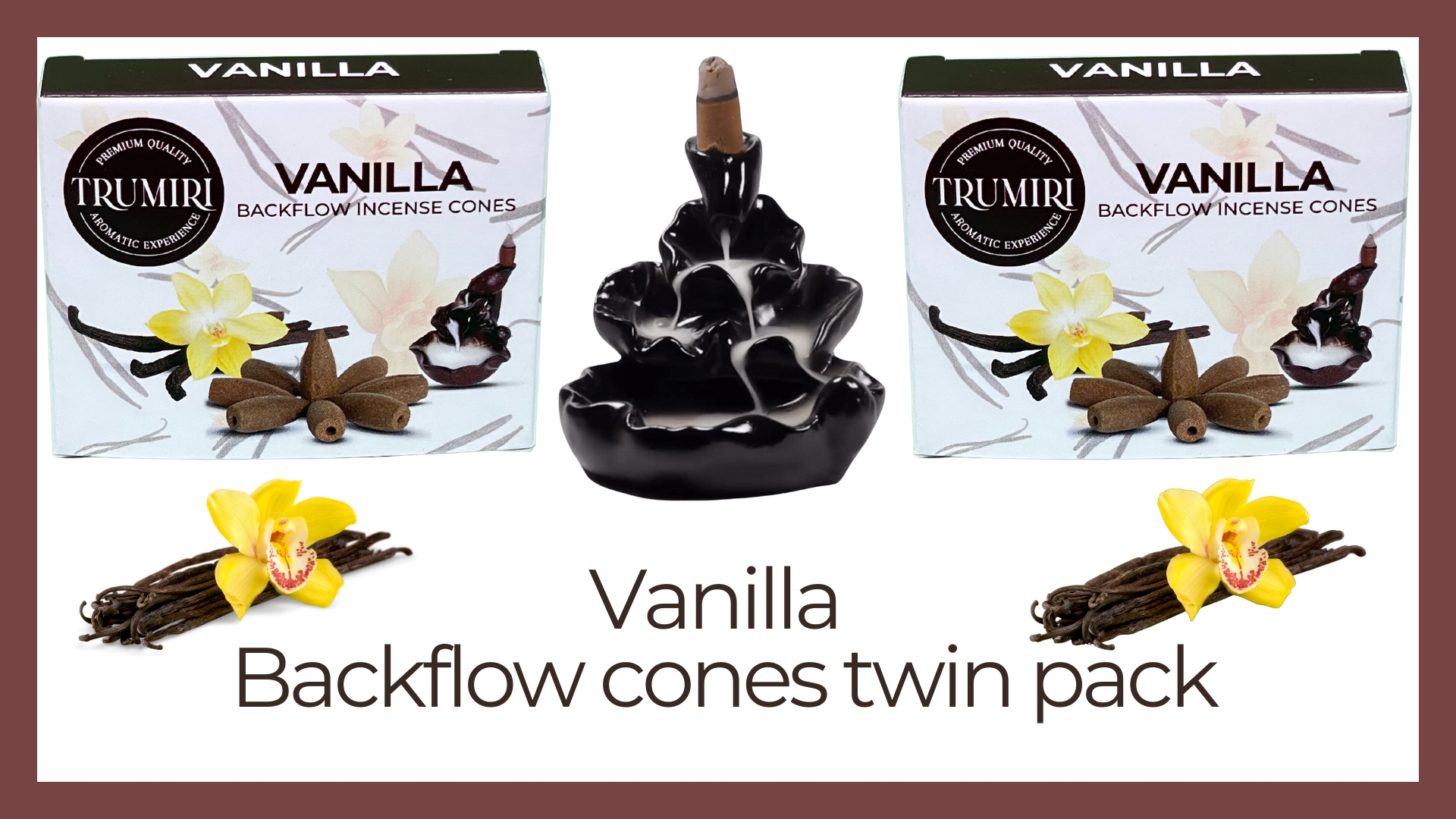 thumbnail video image 2 of Vanilla Backflow Incense Cones - Total 20 Incense Cones Waterfall - Dual Pack of 10 Incense Backflow Cones - Waterfall Incense Cones - Incense Waterfall Cones, 2 of 10