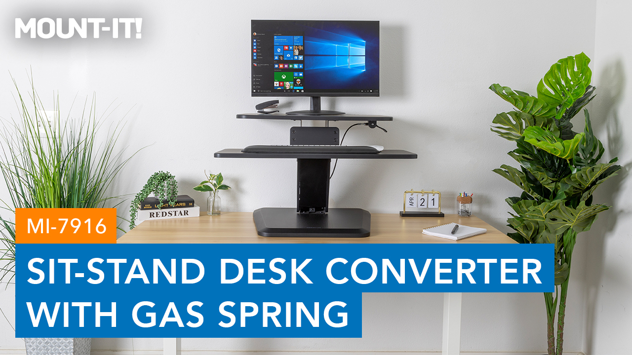 thumbnail video image 2 of Mount-It! Standing Desk Converter | Height Adjustable Sit Stand, 2 of 11