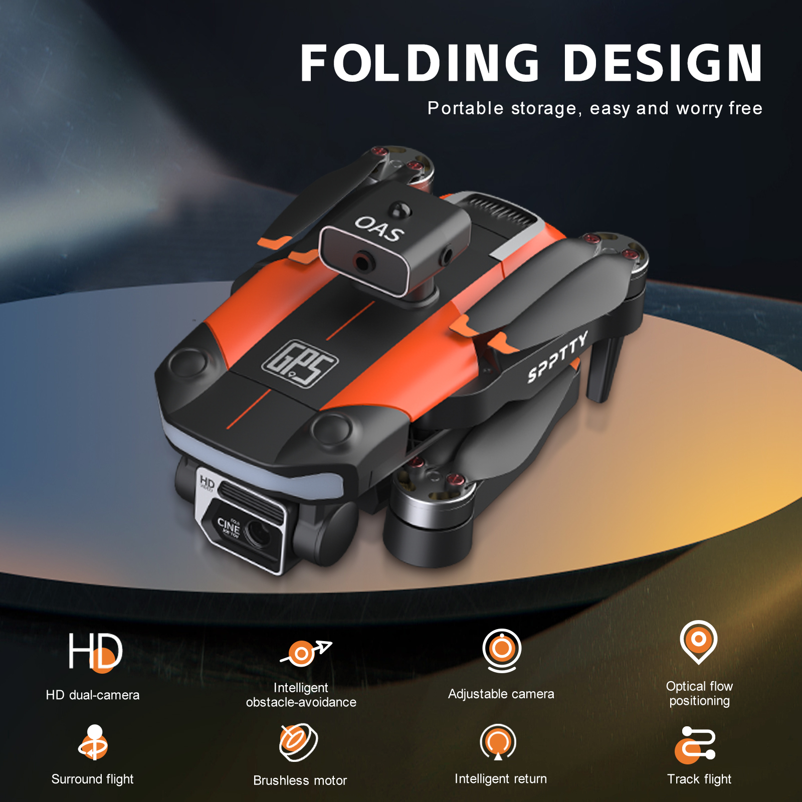 thumbnail video image 2 of Spptty GPS Drone with 8K UHD Camera, Foldable RC Quadcopter, Brushless Motor, Auto Follow, Long Range, Return Home, 2 of 9