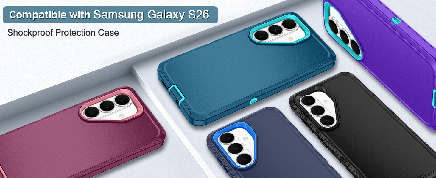 thumbnail video image 2 of Petocase for Samsung Galaxy S26 Phone Case,Stripe Desgin Heavy Duty 3-Layer Military-Grade Shockproof Drop Protection Scratch Resistant Silicone Phone Cover,Navy Blue, 2 of 8
