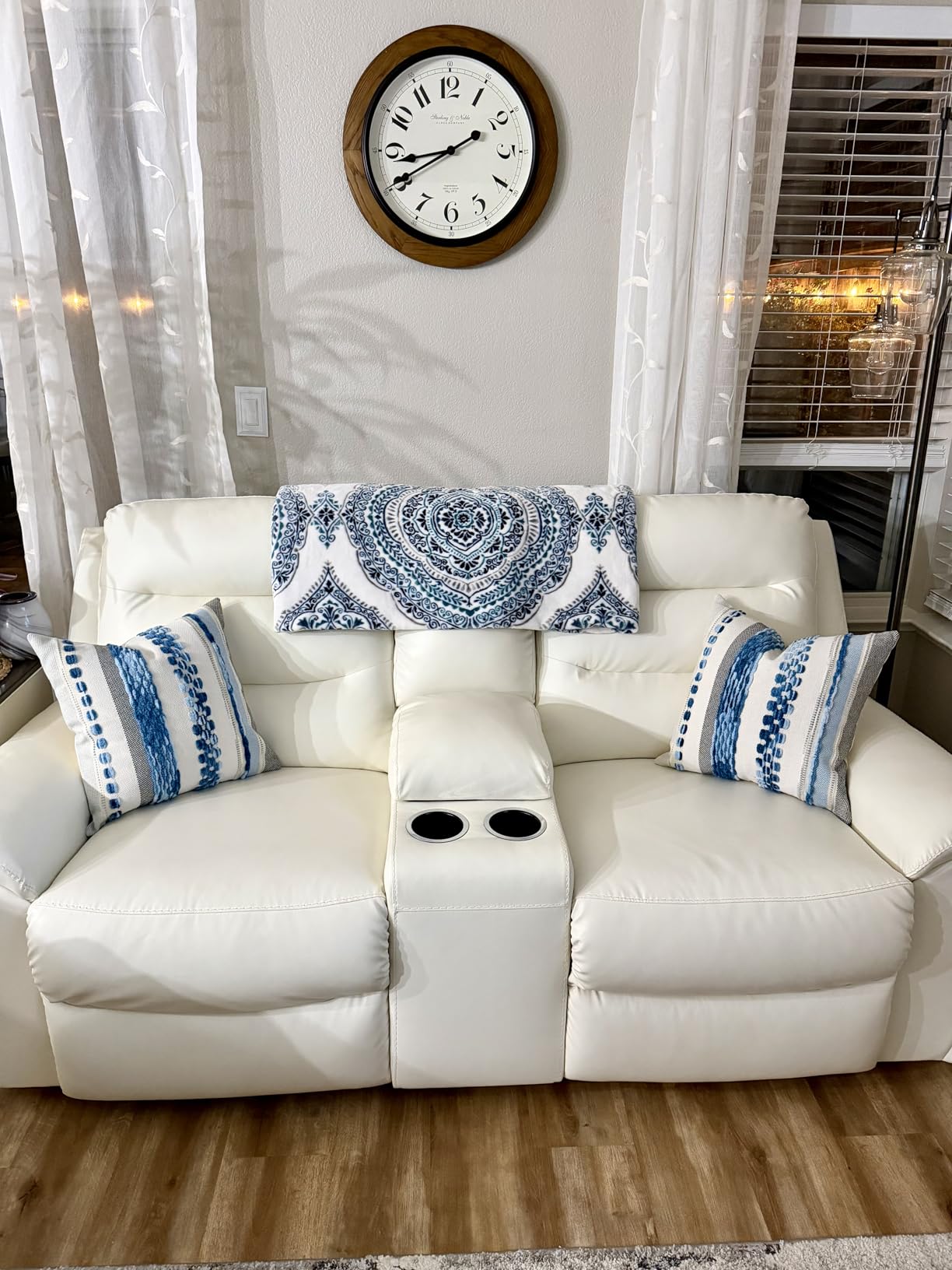 thumbnail video image 2 of Reversible Chenille & Linen Pillow Covers, 18x18 Inch Set of 2 - Denim Blue Farmhouse Decor for Sofa, Couch & Bed, Covers Only, 2 of 6