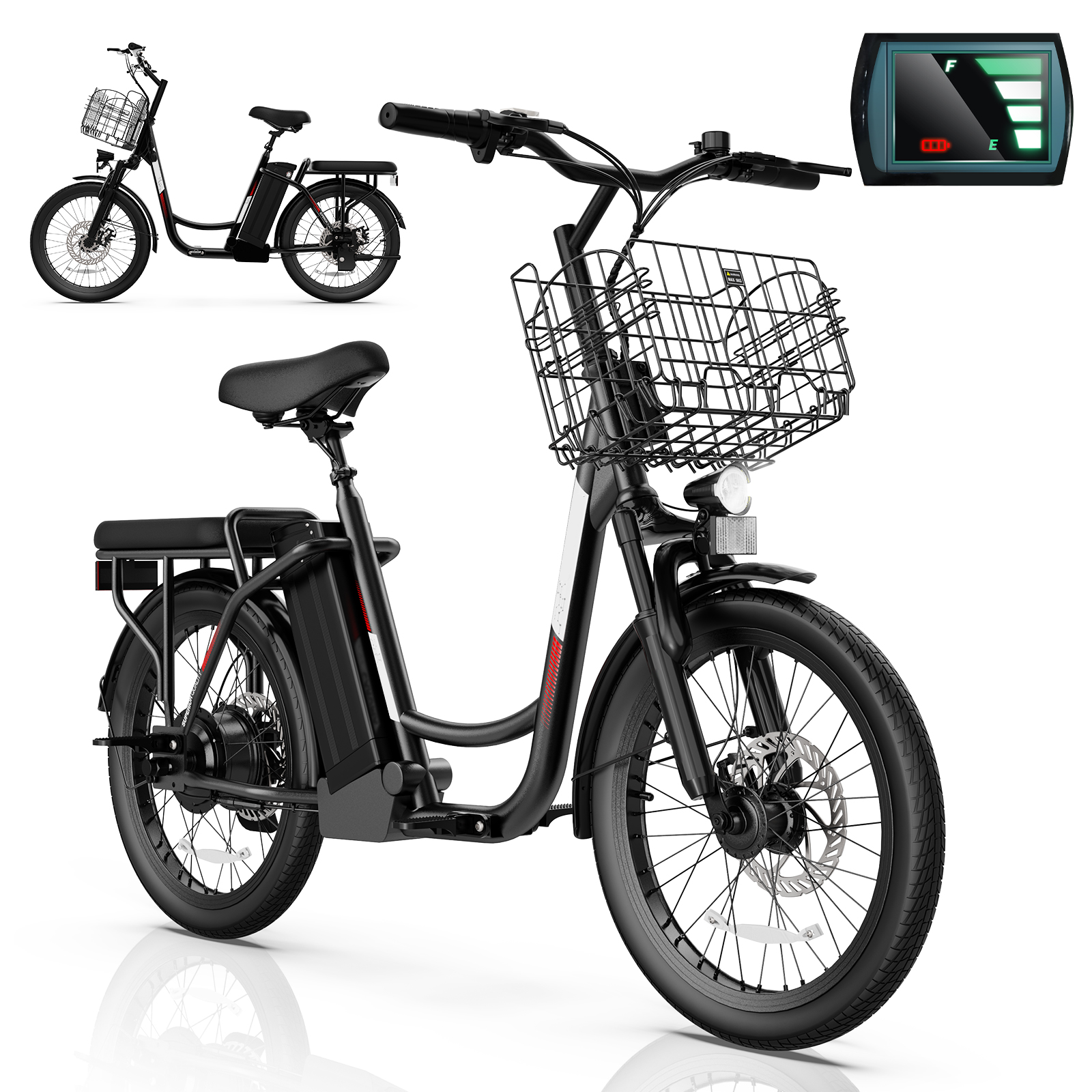 thumbnail video image 2 of COBIZI 350W Electric Scooter for Adults, Up to 15Miles Range&20MPH, 36V 5.2Ah Removable Battery, 20" Fat Tire Off-Road E Scooter with Basket&Seat, White, 2 of 10
