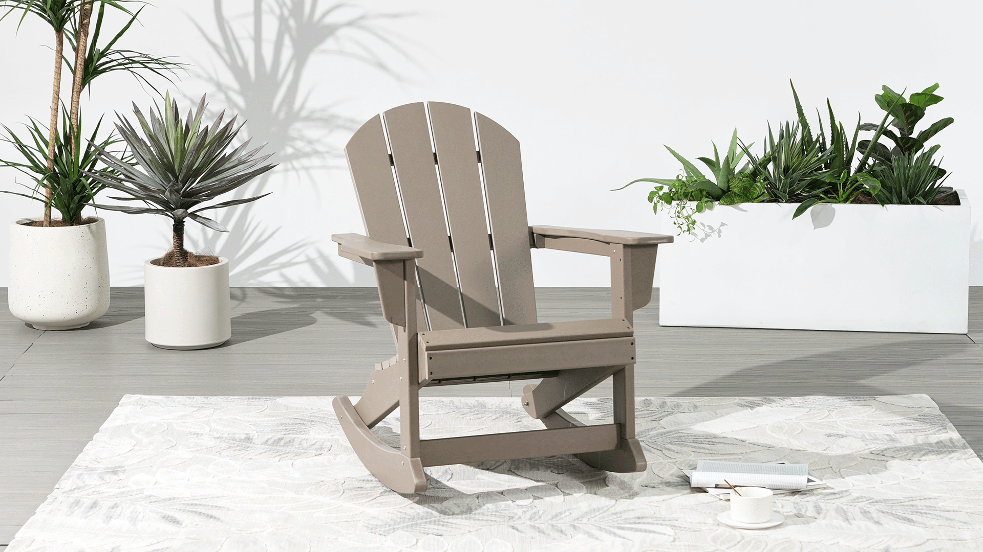 Mainstays outdoor wood porch rocking chair dark brown color weather