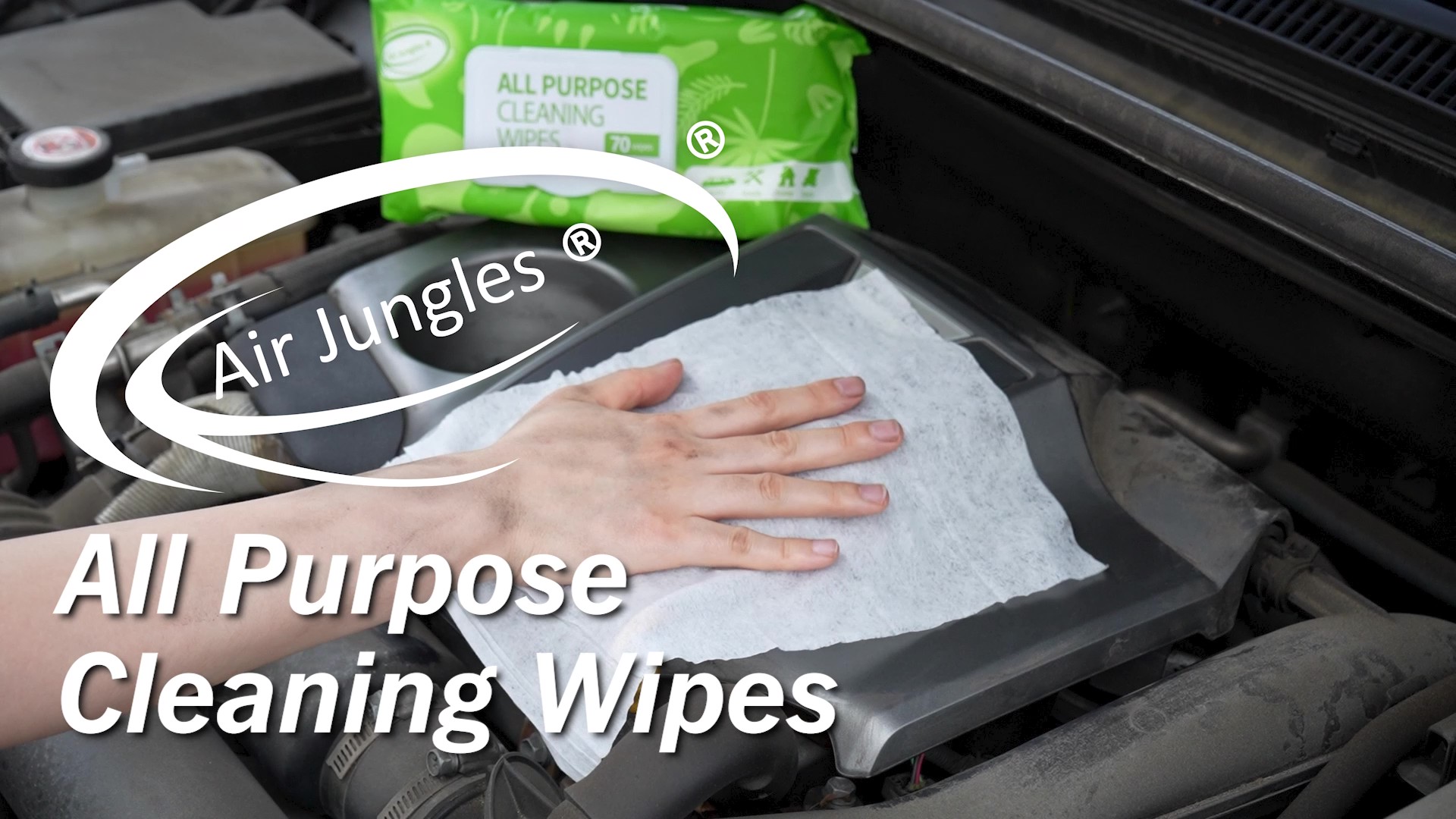 thumbnail video image 2 of Air Jungles All Purpose Cleaning Wipes 70 Count (Pack of 3), XL 8" x 10" Size Cleaner Wipes for Car Interior and Household Appliance, 2 of 8