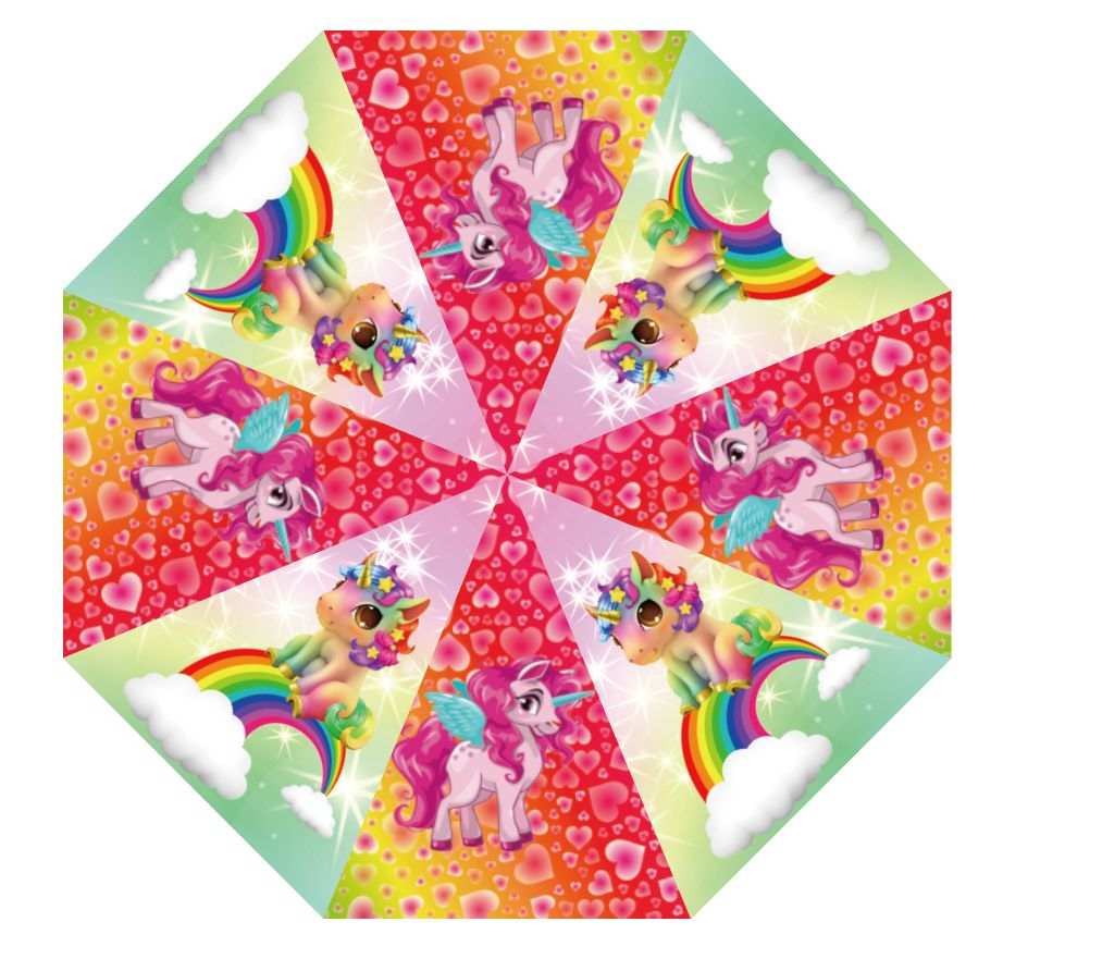 thumbnail video image 2 of Kids' Dome Stick Sun Rain Protection Umbrella, Unicorn, 8 Fiberglass Ark, 2 of 10